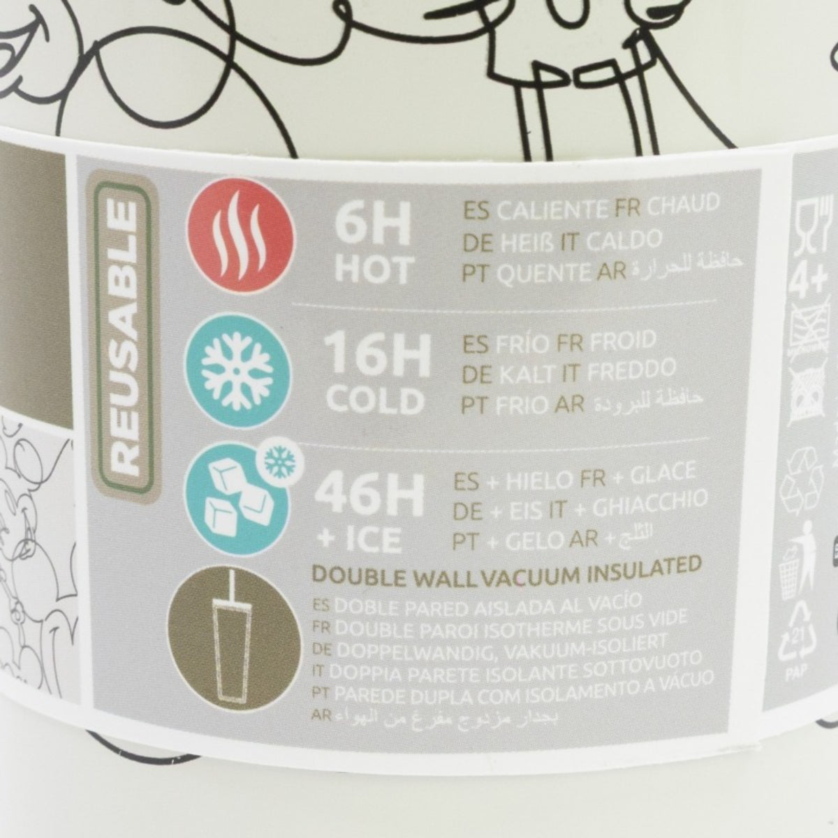 Disney Mickey Mouse Edelstahl Thermobecher 770 ml mit Trinkhalm und Deckel