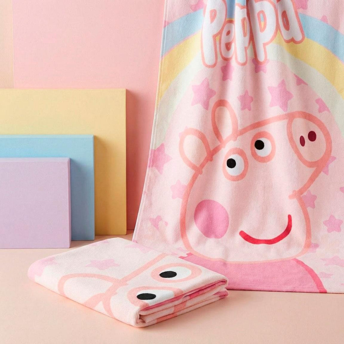 Peppa Pig Polyester Strandtuch für Kinder 70 × 140 cm 250 gsm