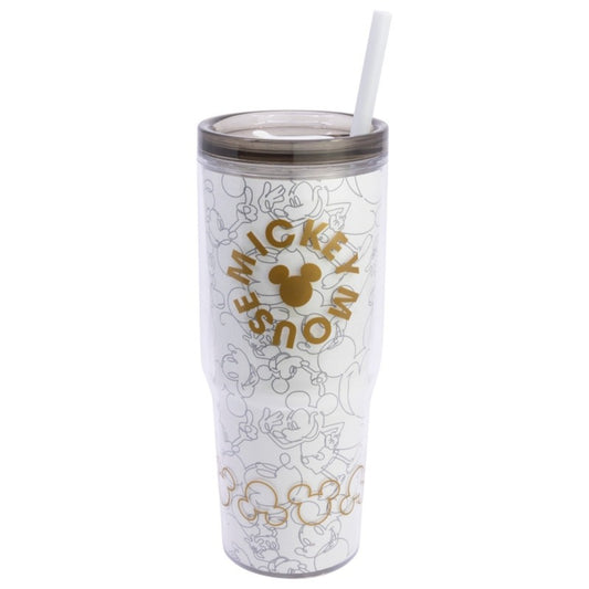 Disney Mickey Mouse Trinkbecher mit Strohhalm und Henkel Doppelwandig 860 ml