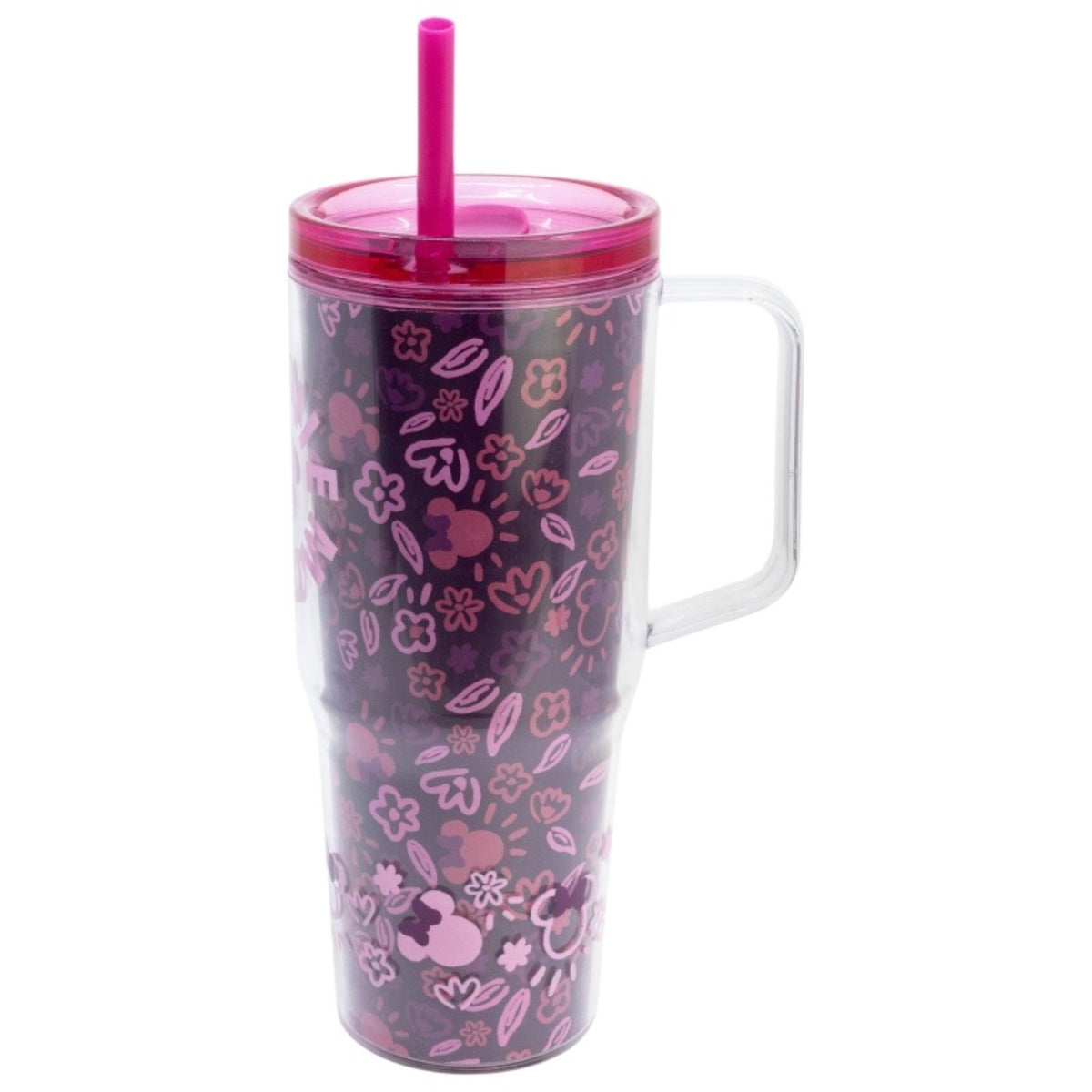 Disney Minnie Mouse Trinkbecher mit Strohhalm und Henkel Doppelwandig 860 ml