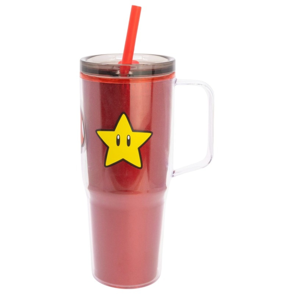 Super Mario Trinkbecher mit Strohhalm und Henkel Doppelwandig 860 ml