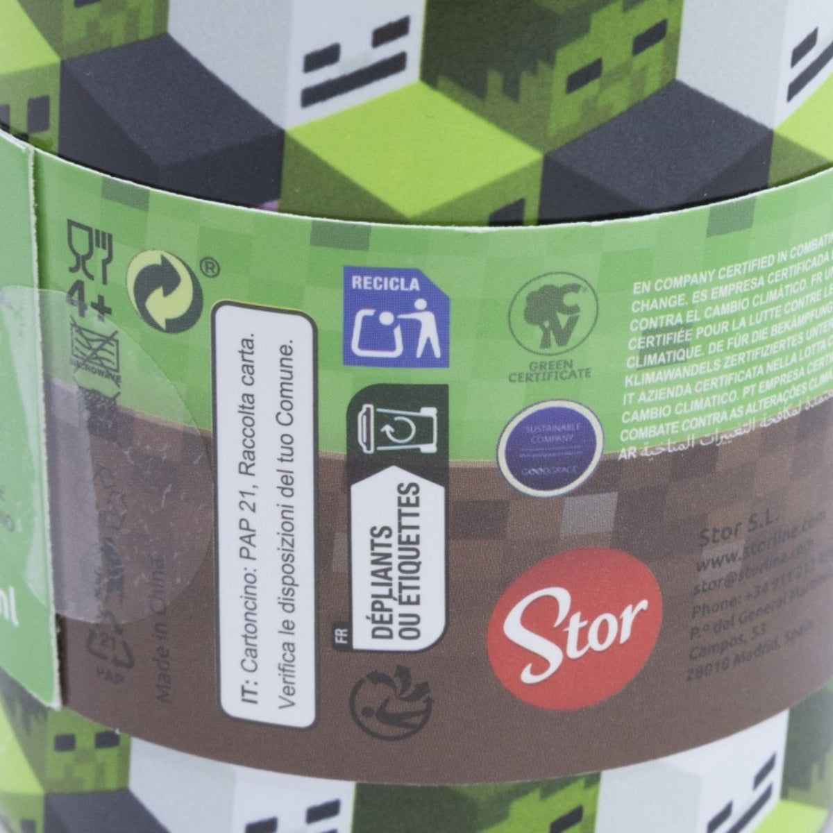 Minecraft Edelstahl Thermobecher 770 ml mit Trinkhalm und Deckel