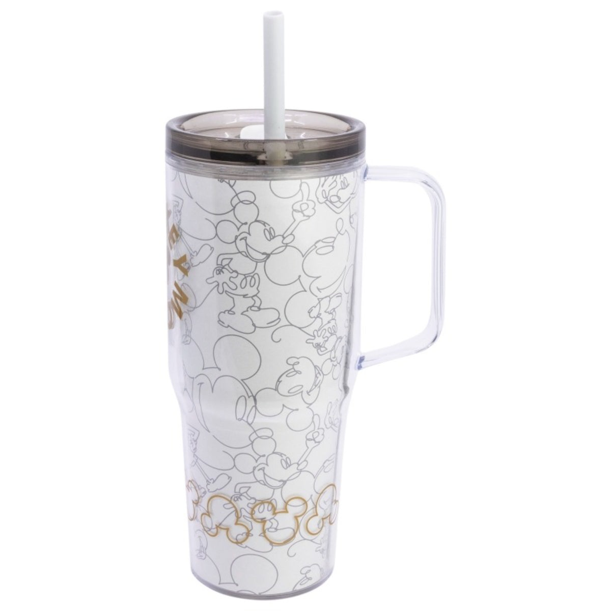 Disney Mickey Mouse Trinkbecher mit Strohhalm und Henkel Doppelwandig 860 ml