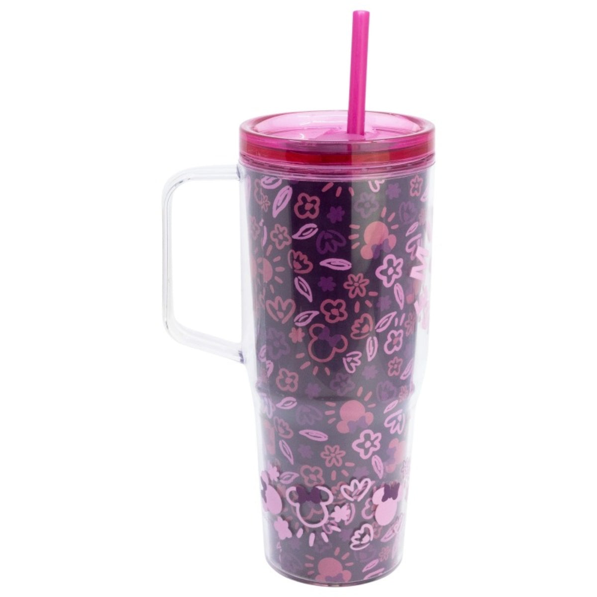 Disney Minnie Mouse Trinkbecher mit Strohhalm und Henkel Doppelwandig 860 ml