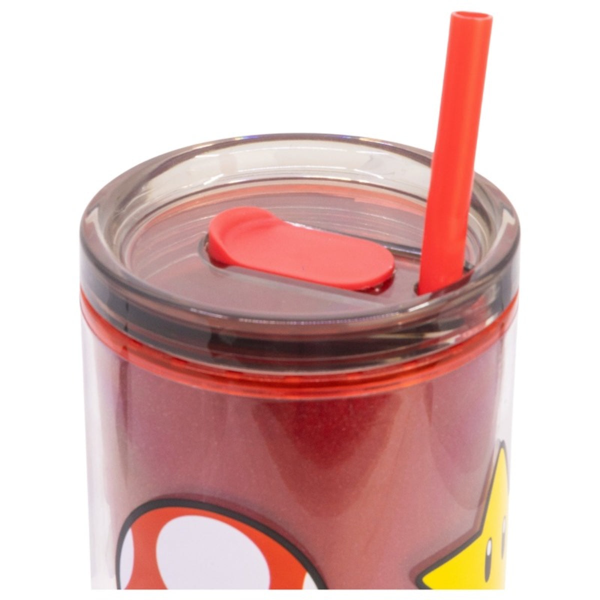 Super Mario Trinkbecher mit Strohhalm und Henkel Doppelwandig 860 ml