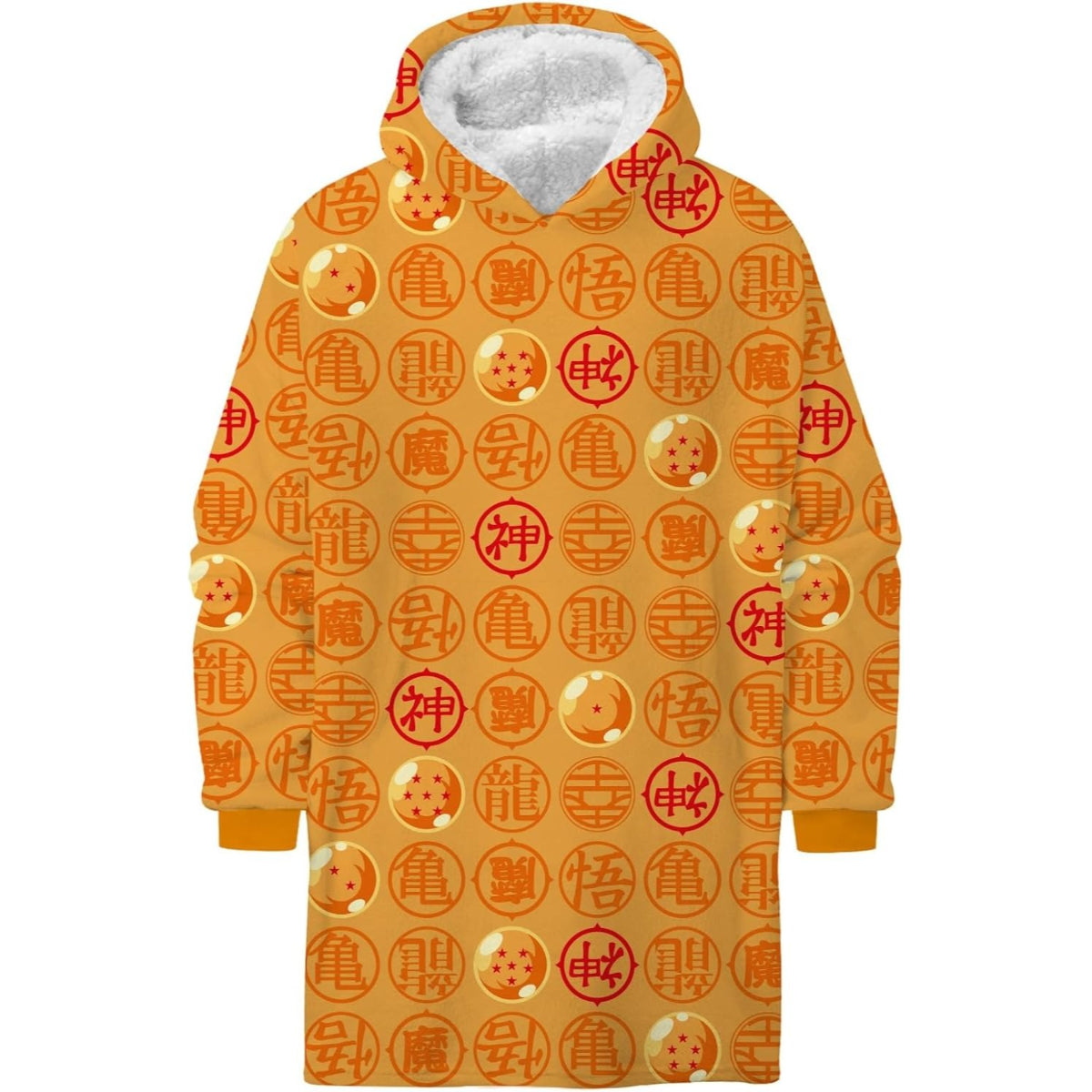 Dragon Ball Hoodie Blanket Groß 110 × 95 cm Kuscheldecke mit Ärmeln und Kapuze Oversize