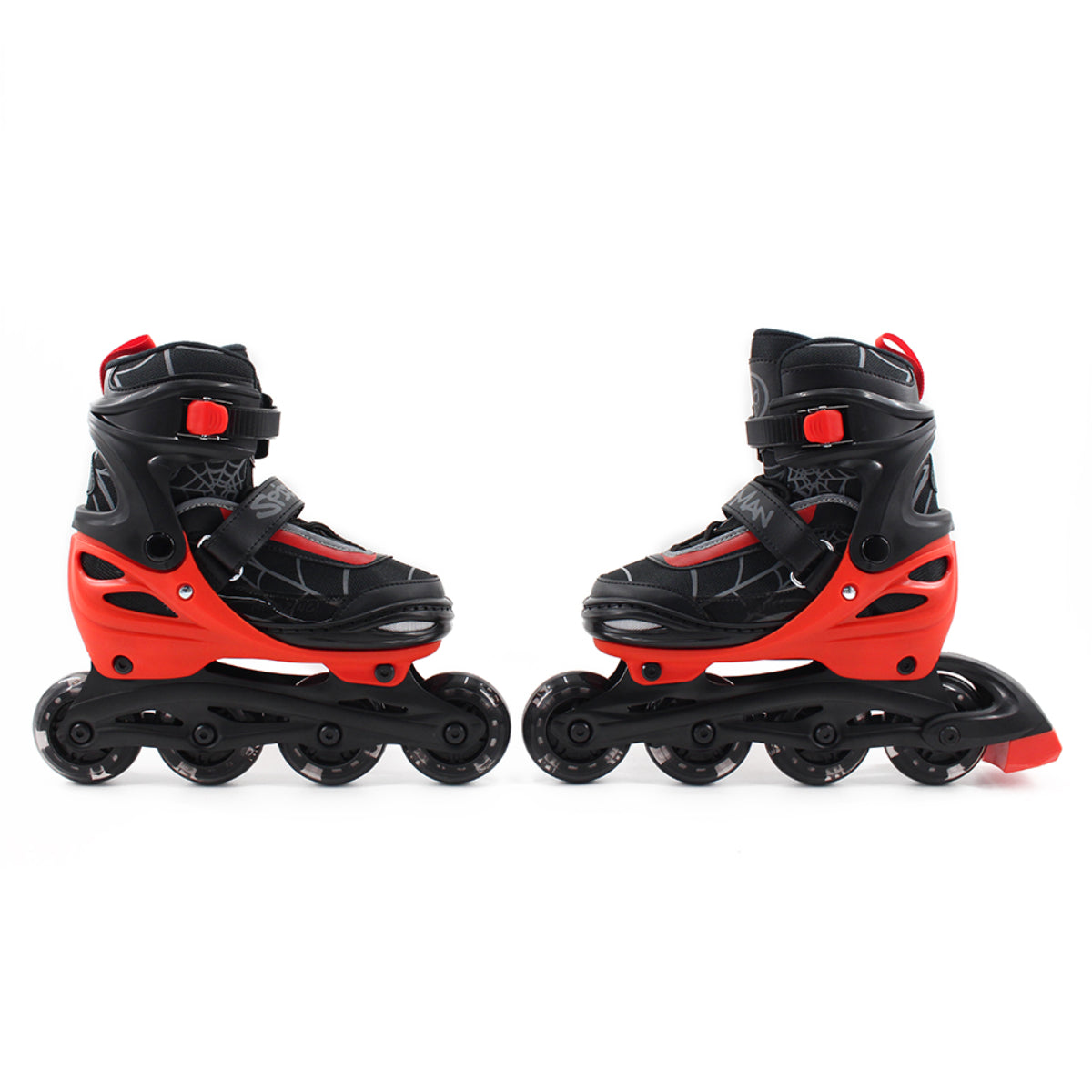 Spider-Man Kinder Inliner Größe 34-37 – LED Rollschuhe mit Sicherheitsbremse