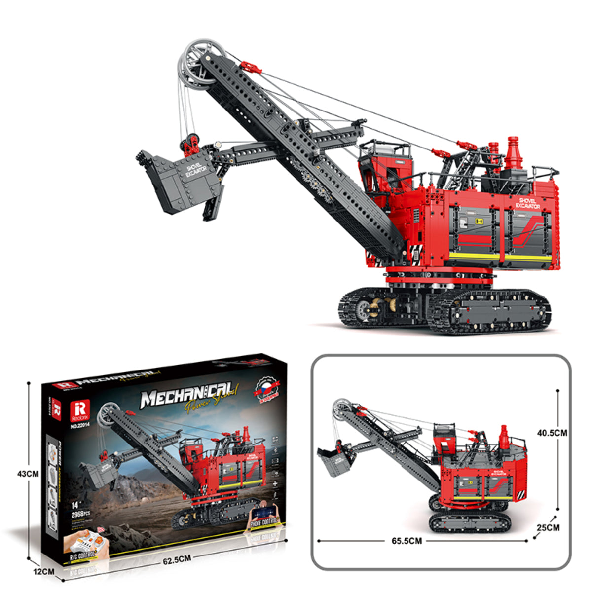 Reobrix 22014 Schaufelbagger Klemmbaustein RC Baggerfahrzeug 2968 Teile ab 14