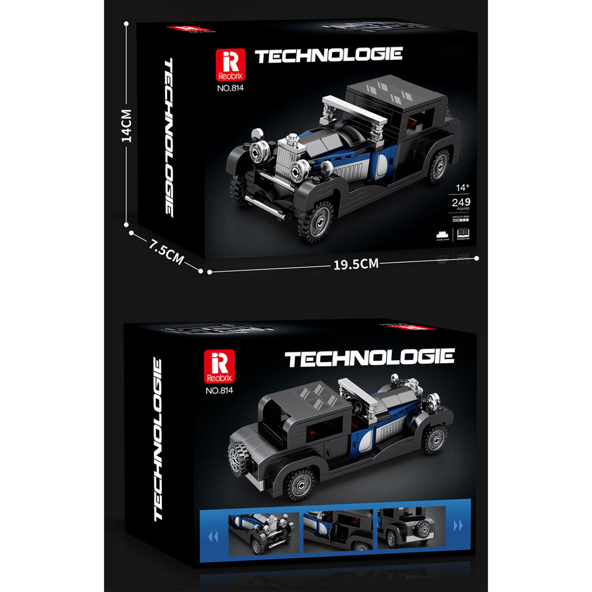 Reobrix 814 Classic Oldtimer Klemmbaustein Auto 249 Teile 1:24 ab 14