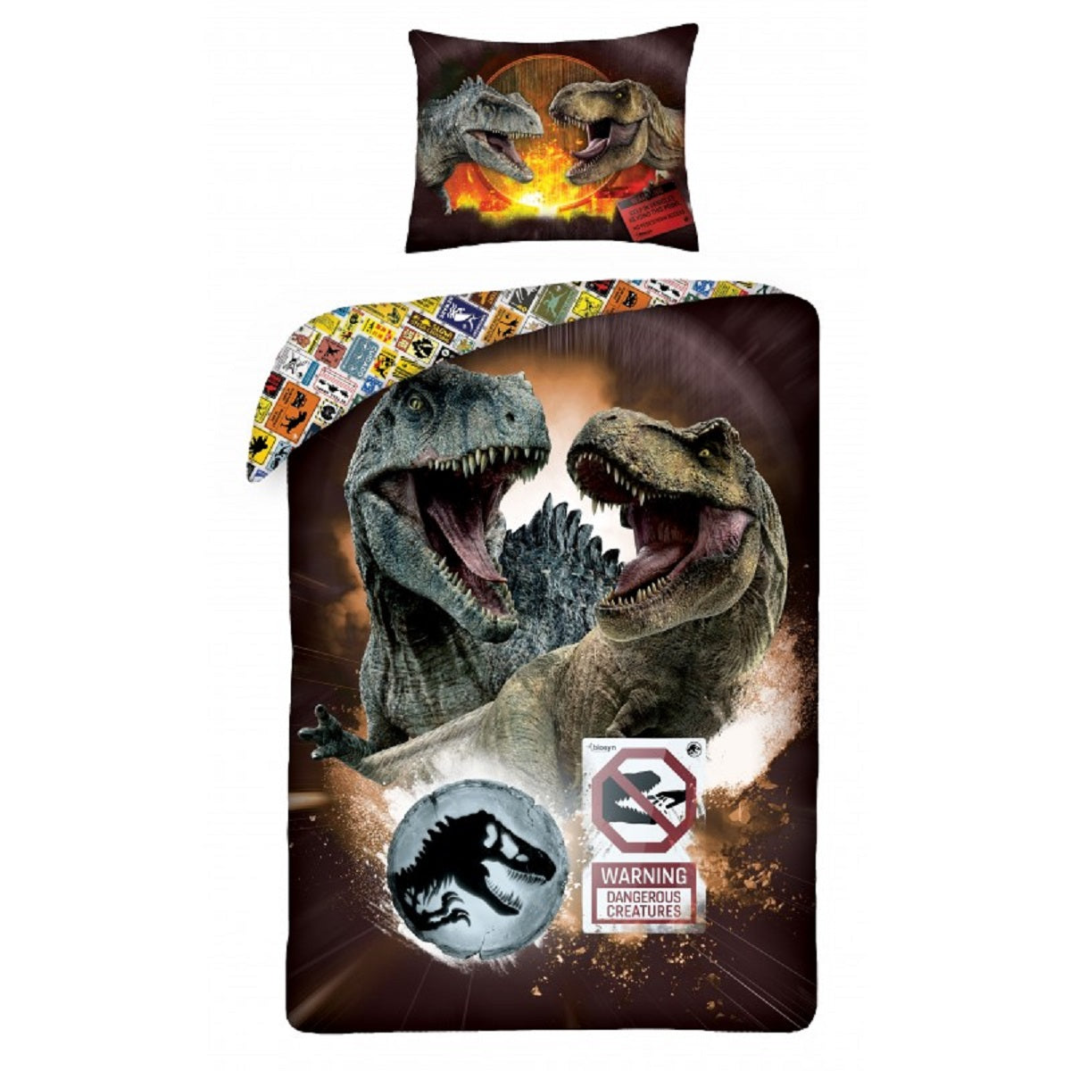 Jurassic World Bettwäsche Set aus Baumwolle Bettdeckenbezug 140 × 200 cm mit 70 × 90 cm Kissenbezug