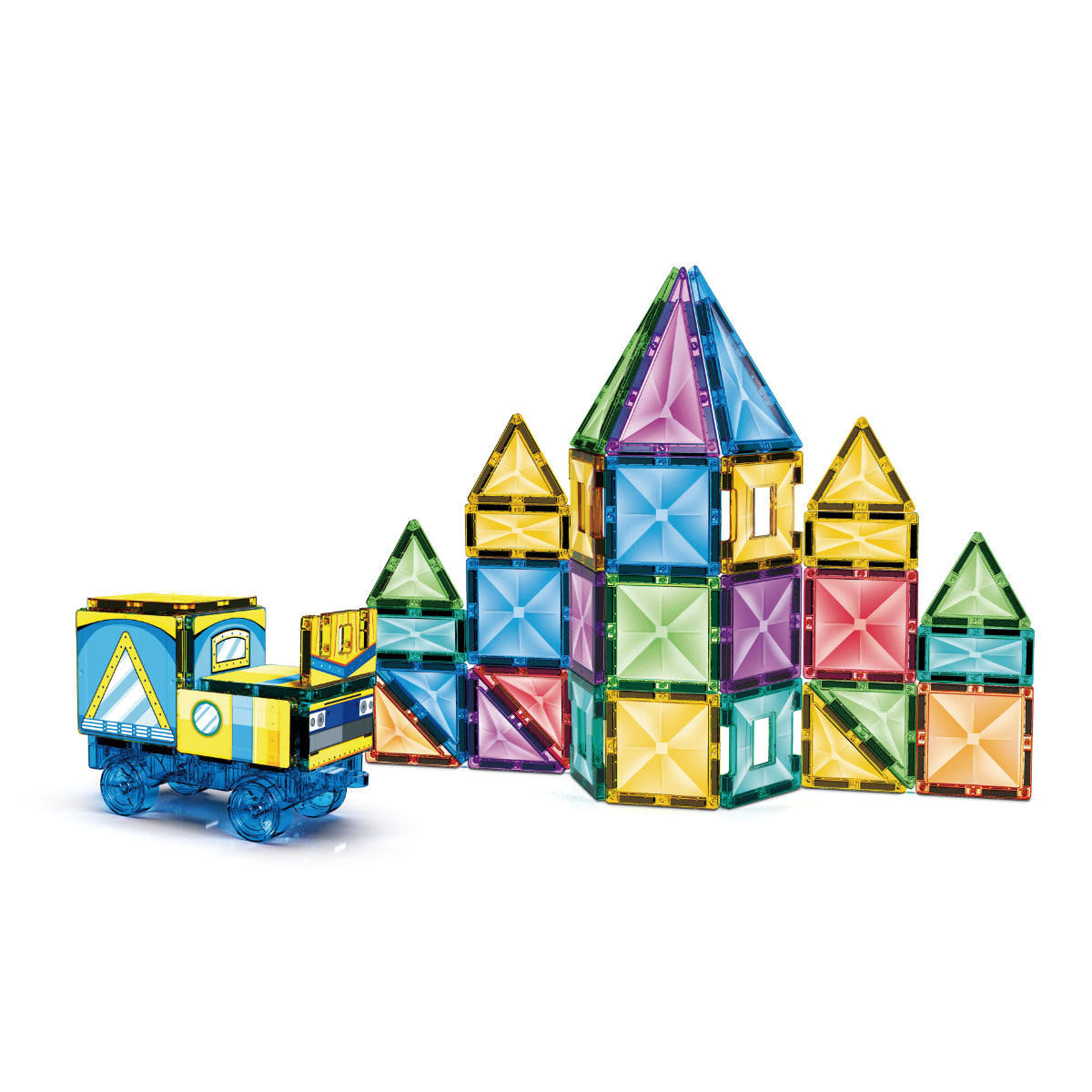 Jollity Works Magnetische Bausteine 60-tlg.- buntes Magnetspielzeug für kreatives Bauen ab 3 Jahren
