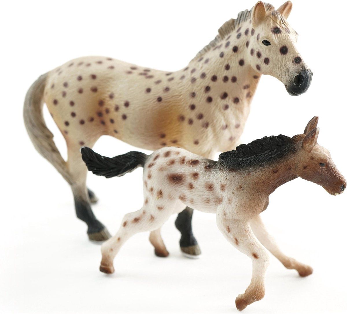 JollyHorses Knapstrupper Pferd mit Fohlen und Zaun Realistisches Spielset für Kinder