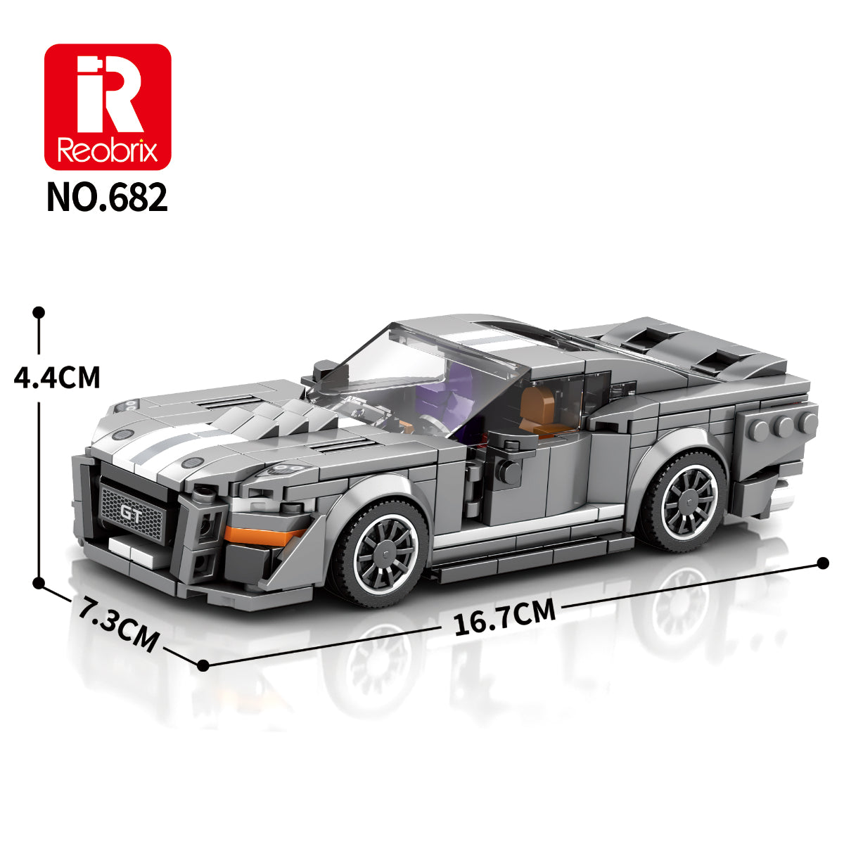 Reobrix 682 Sportwagen 1:24 Klemmbaustein Auto 476 Teile mit Türen