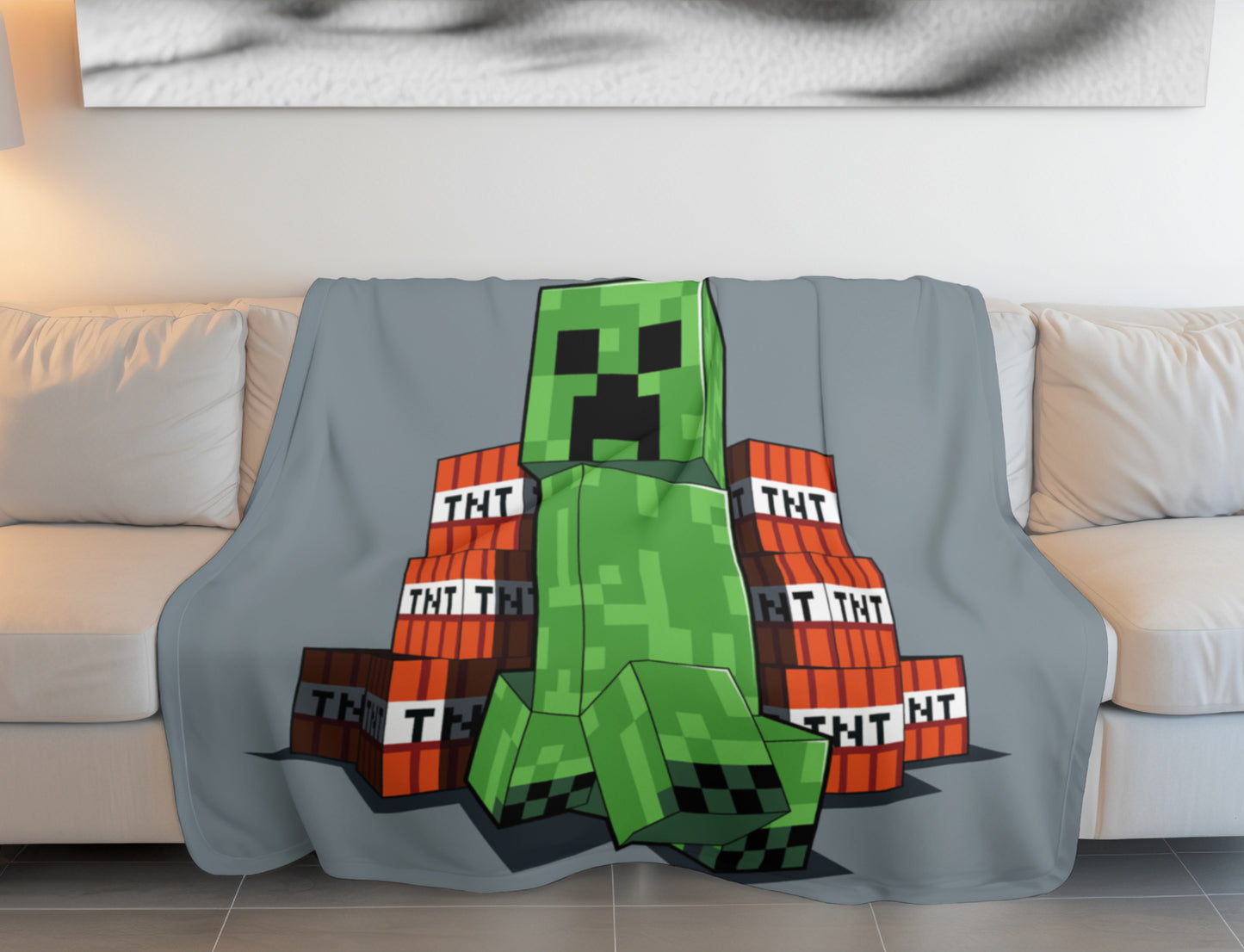 Minecraft Fleece-Decke 100x150 cm Kuscheldecke aus 100 % Polyester, Weich & Warm