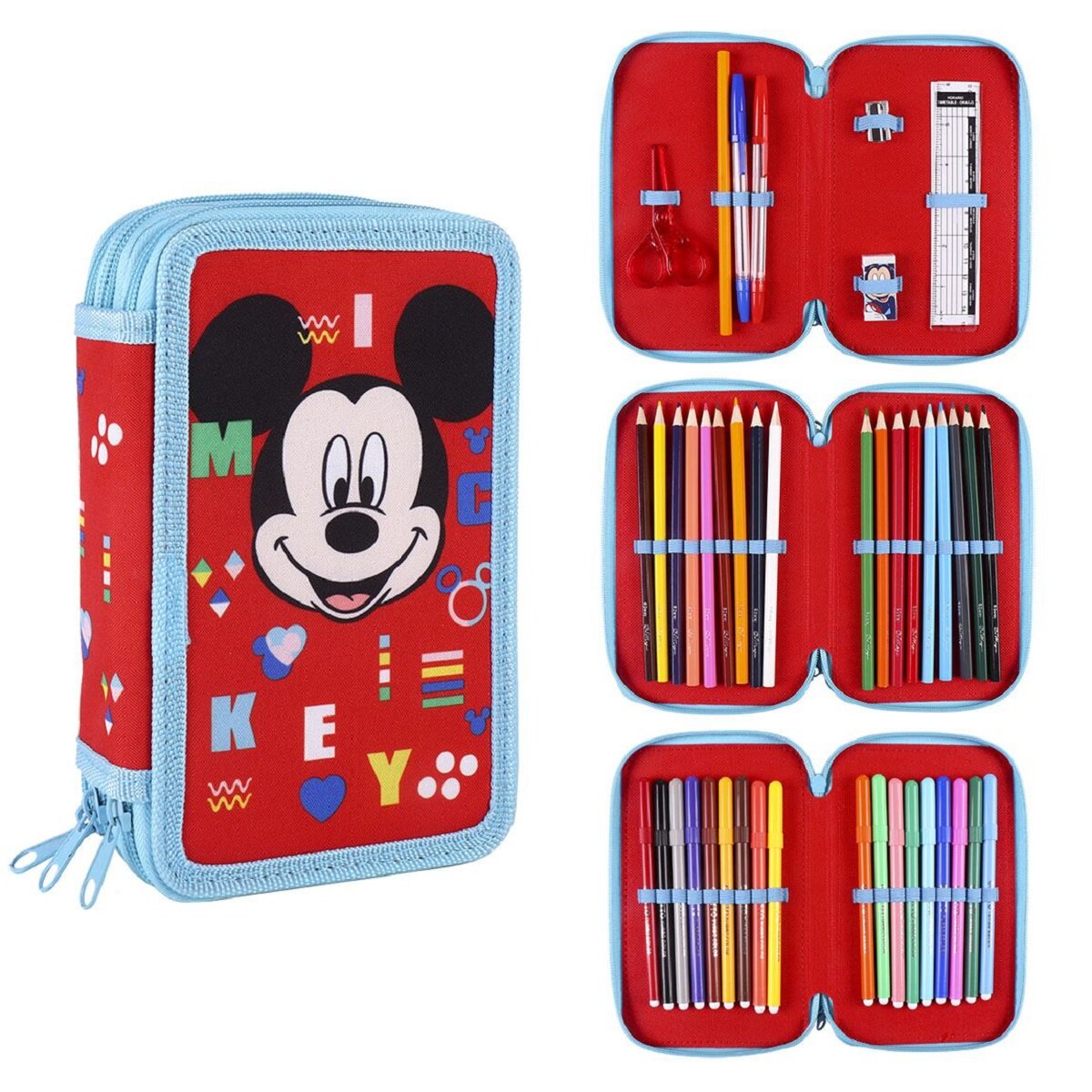 Komplettes Mickey Maus Federmäppchen 44-teiliges Set für Schule und Zuhause