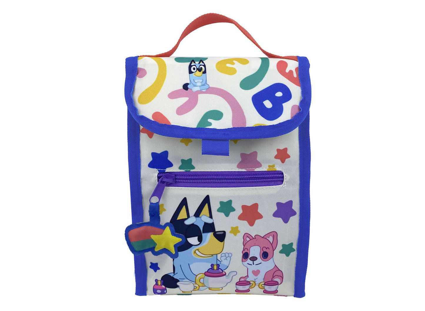Bluey Snacktasche Kinder Kühltasche 24 × 17 cm isoliert mit Tragegriff und Fronttasche