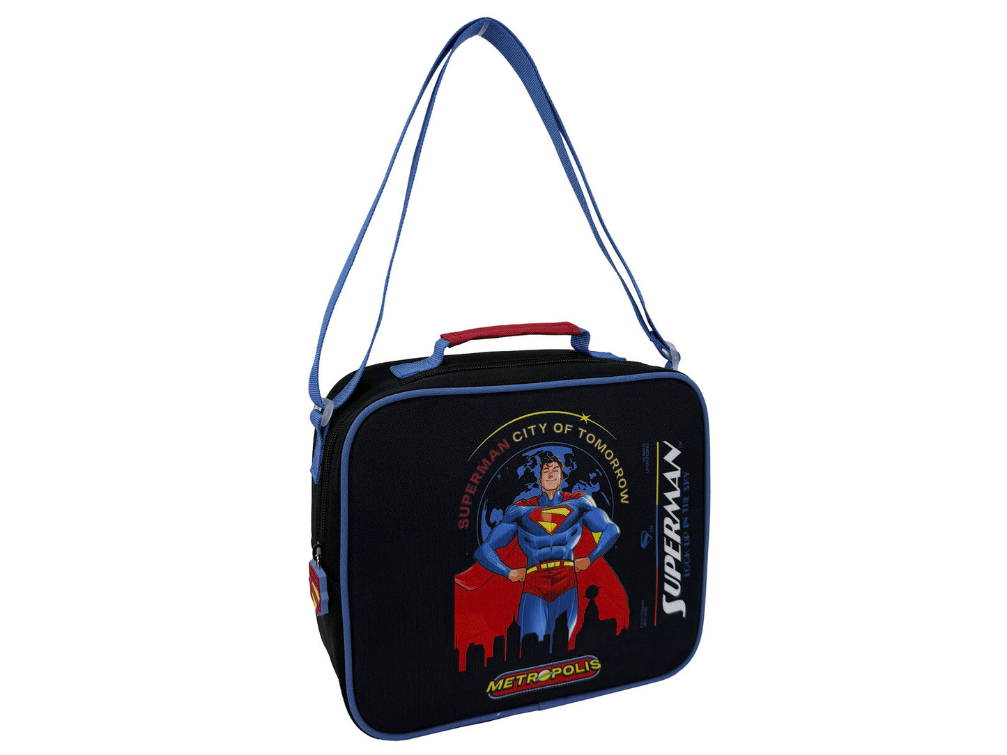 Superman Lunchtasche Brottasche Black mit Reißverschluss Schule Arbeit und Freizeit