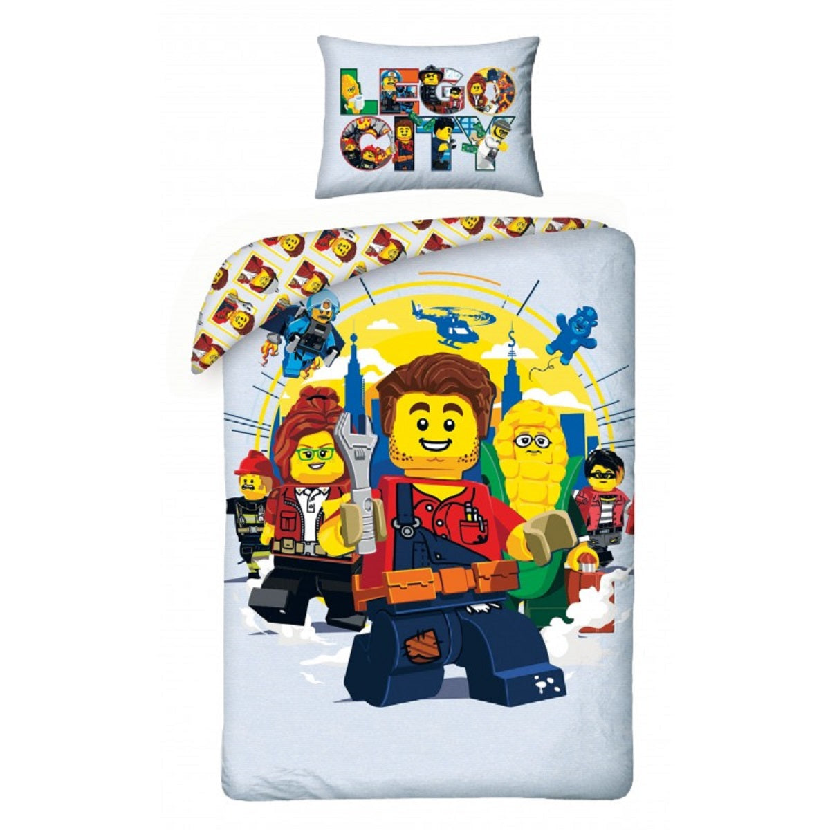LEGO Bettwäsche Set aus Baumwolle Bettdeckenbezug 140 × 200 cm mit 70 × 90 cm Kissenbezug