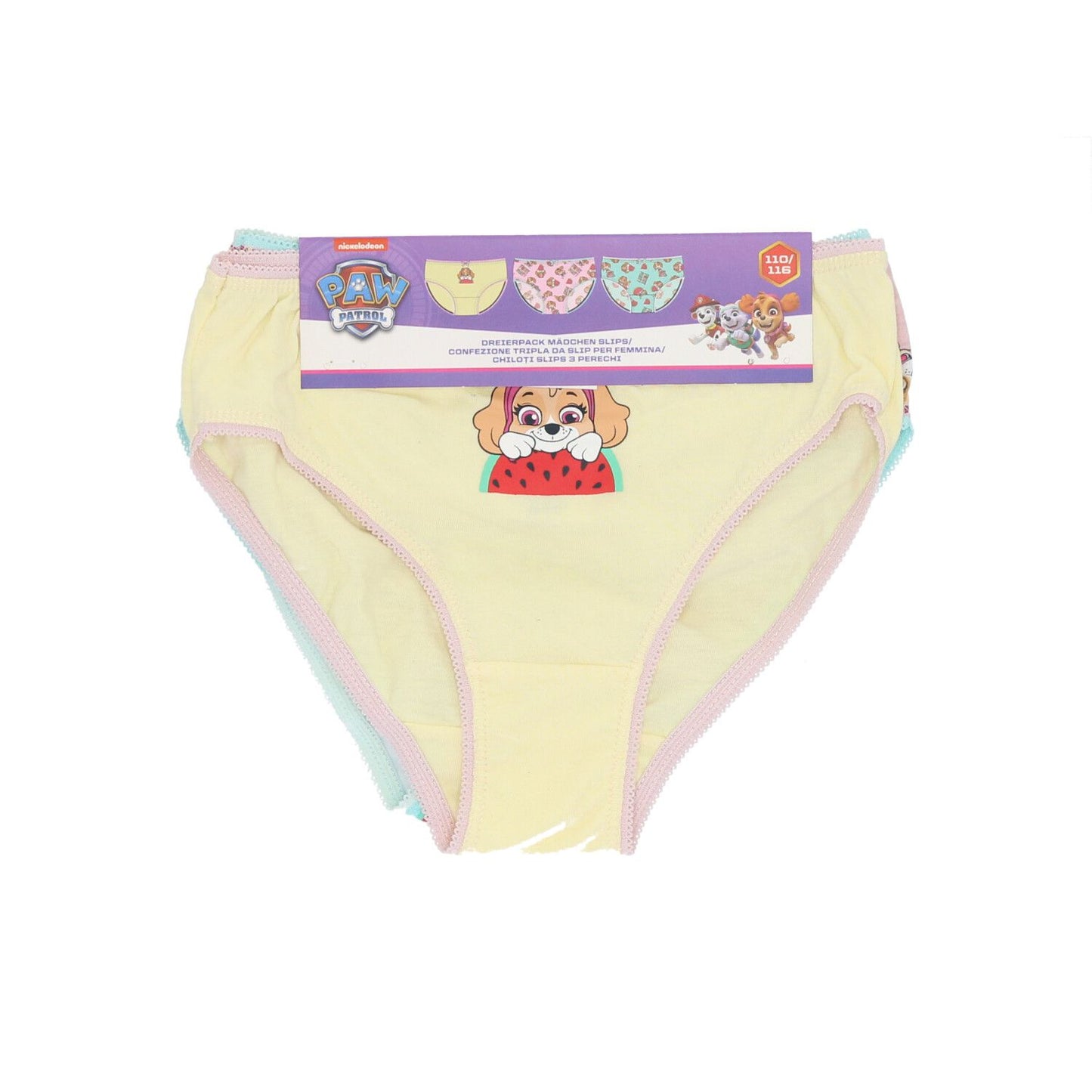 Paw Patrol Mädchen Slips – 3er Pack Unterwäsche aus reiner Baumwolle