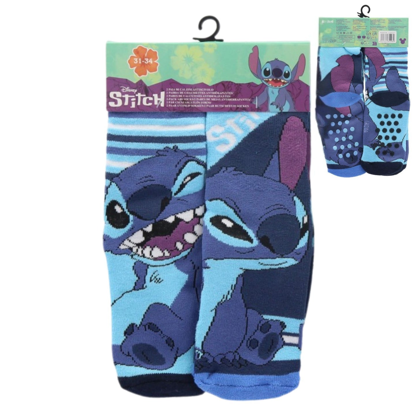 Lilo & Stitch Kinder Socken Set 2er Pack rutschfeste Kuschelsocken