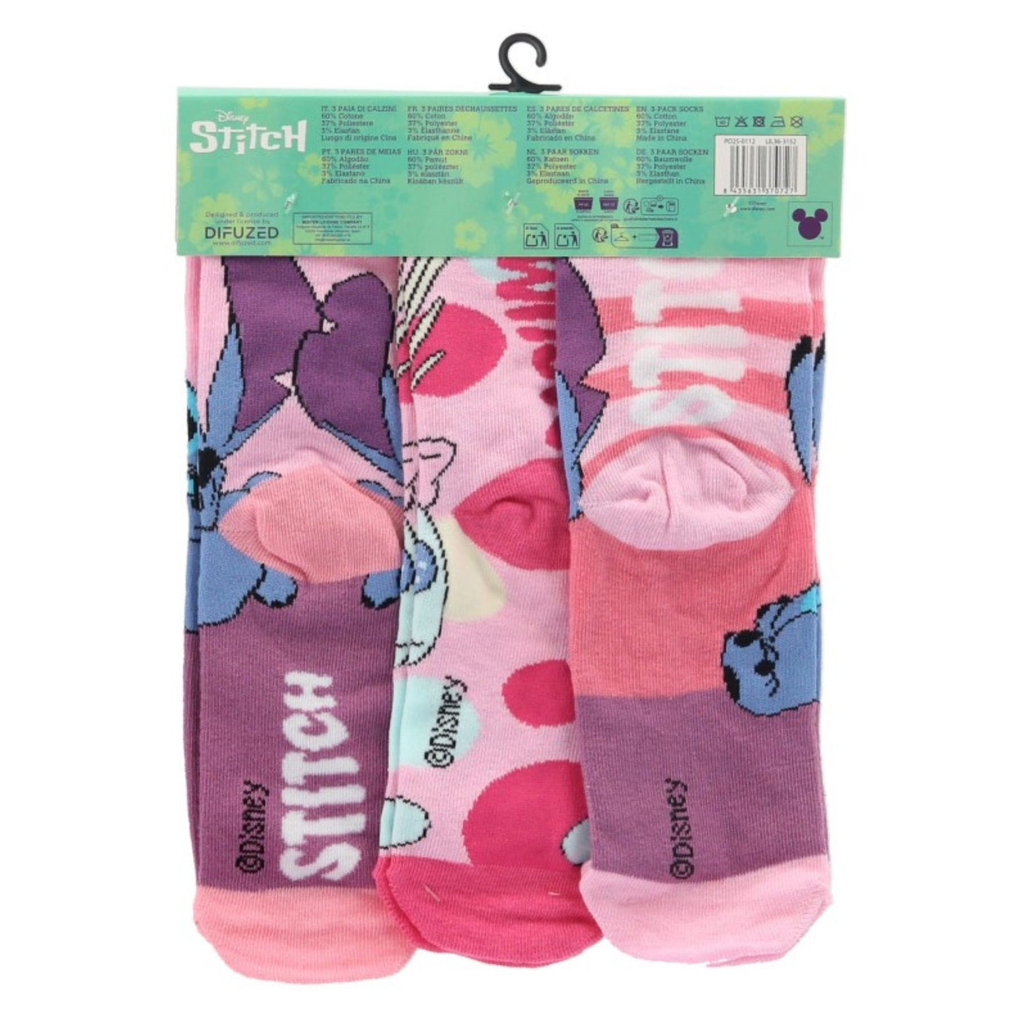 Disney Lilo & Stitch 3er-Pack Kindersocken atmungsaktiv & elastisch