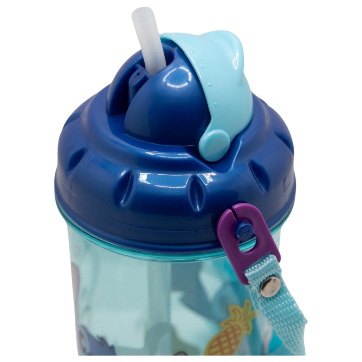 Lilo & Stitch Kinder Trinkflasche 465 ml mit Strohhalm und Tragegurt