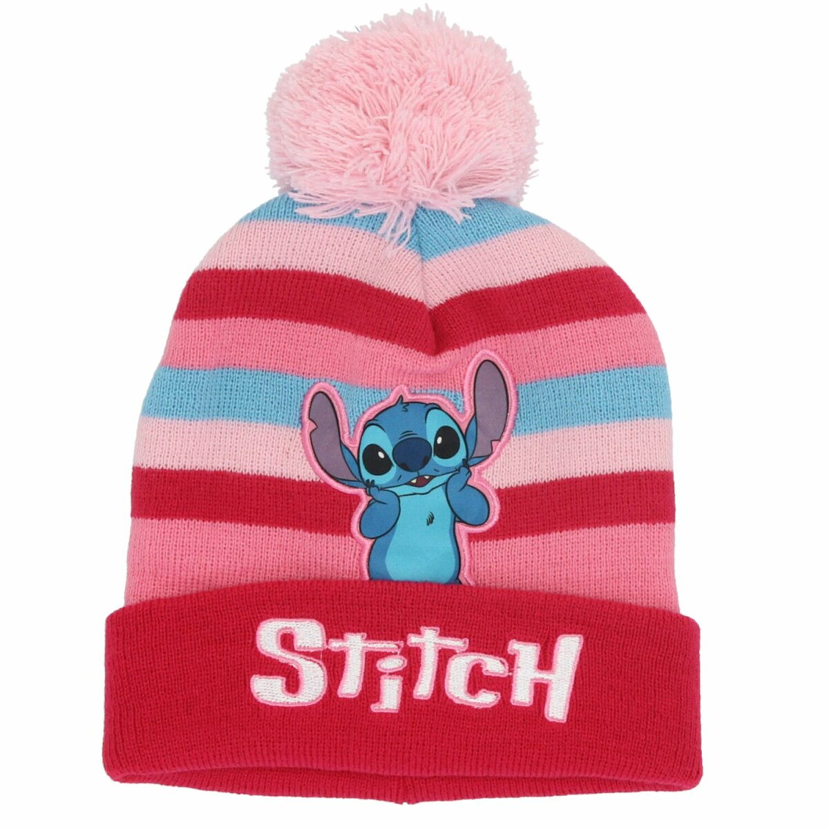 Lilo & Stitch Mütze mit Bommel Wintermütze Kopfbedeckung für Kinder One Size