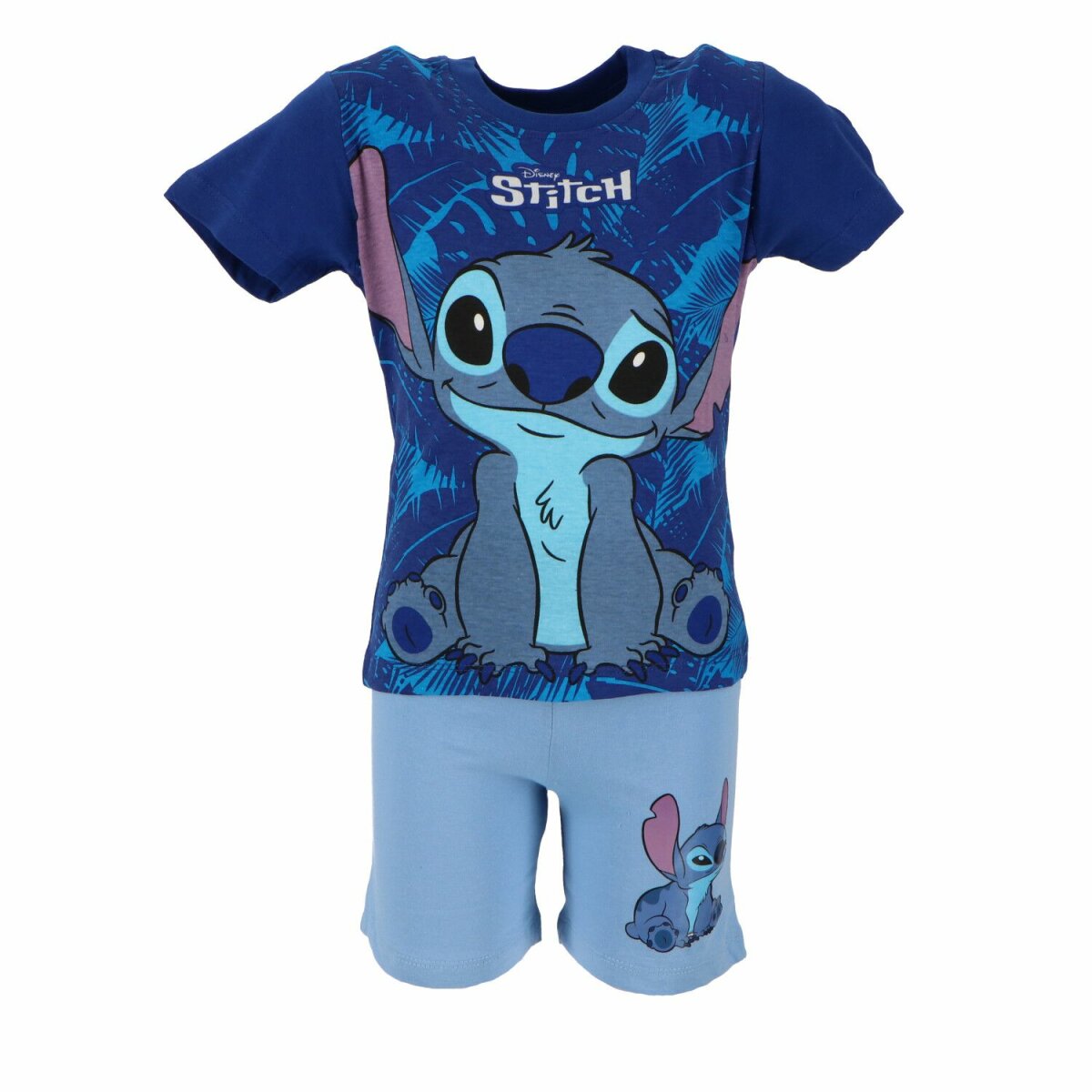 Lilo & Stitch Shortama Atmungsaktiver Kurzarm-Schlafanzug für Kinder, 100% Baumwolle