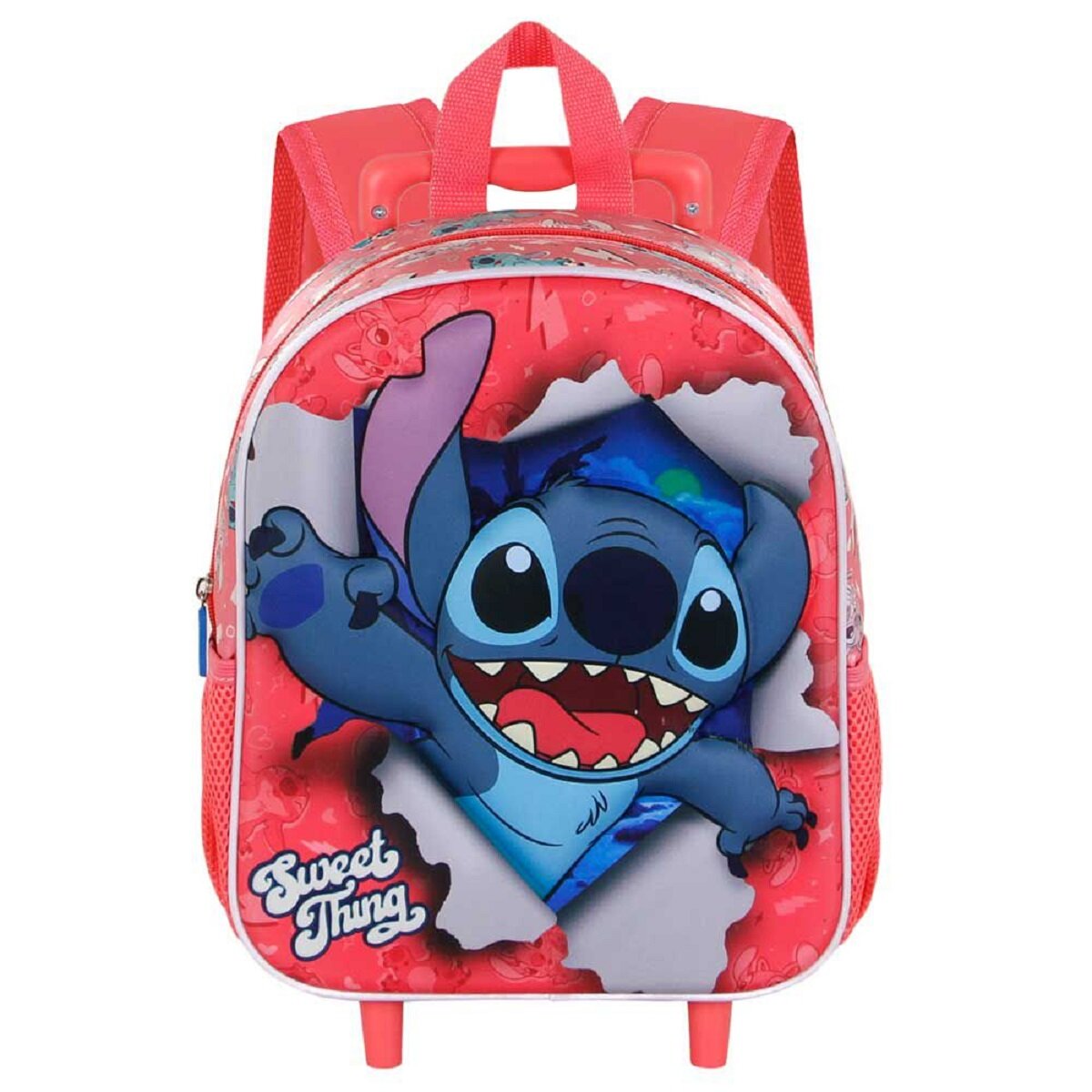 Lilo und Stitch Thing-Kleiner 3D Rucksack mit Rädern, Rosa, 26 x 34 cm, Kapazität 12,5 L