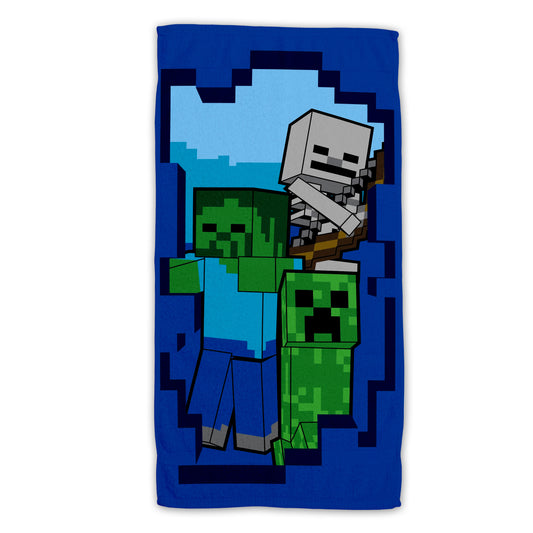 Minecraft Baumwolle Strandtuch Frottee Badetuch mit Premium Druck, 70x140 cm