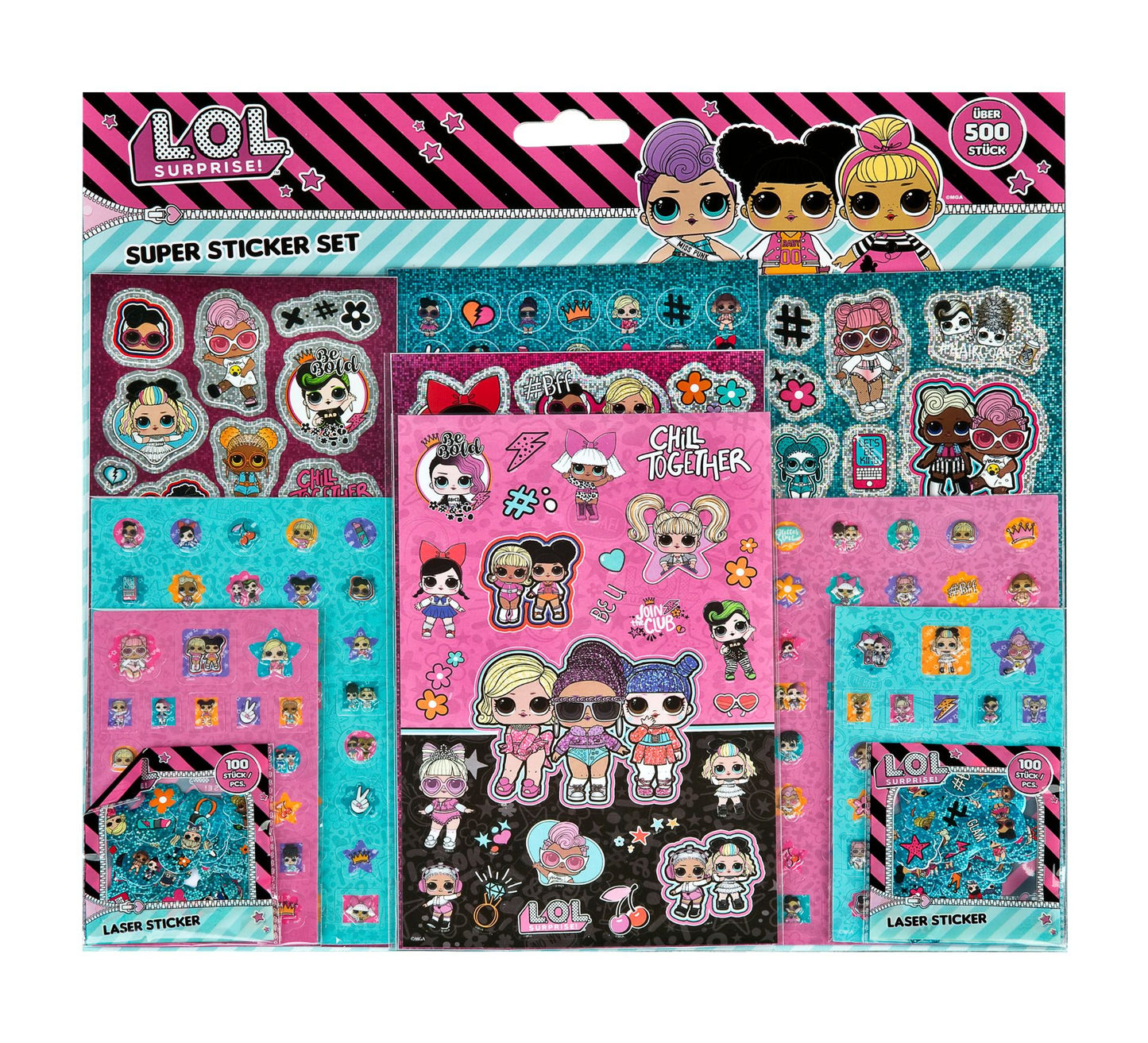 LOL Surprise Aufkleber Set 500 bunte Sticker für kreative Bastelideen