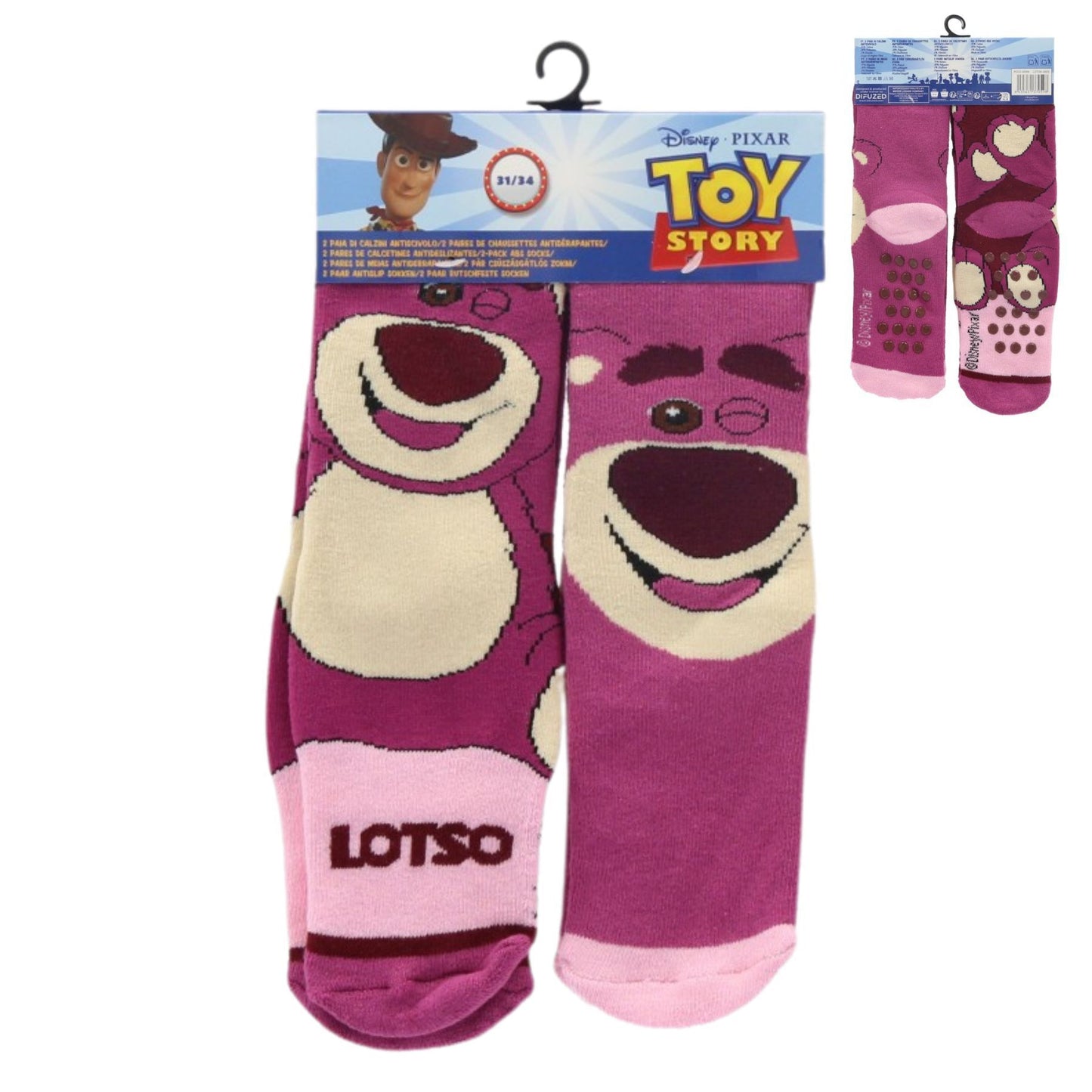 Toy Story Kinder Socken Set 2er Pack Lotso rutschfeste Socken