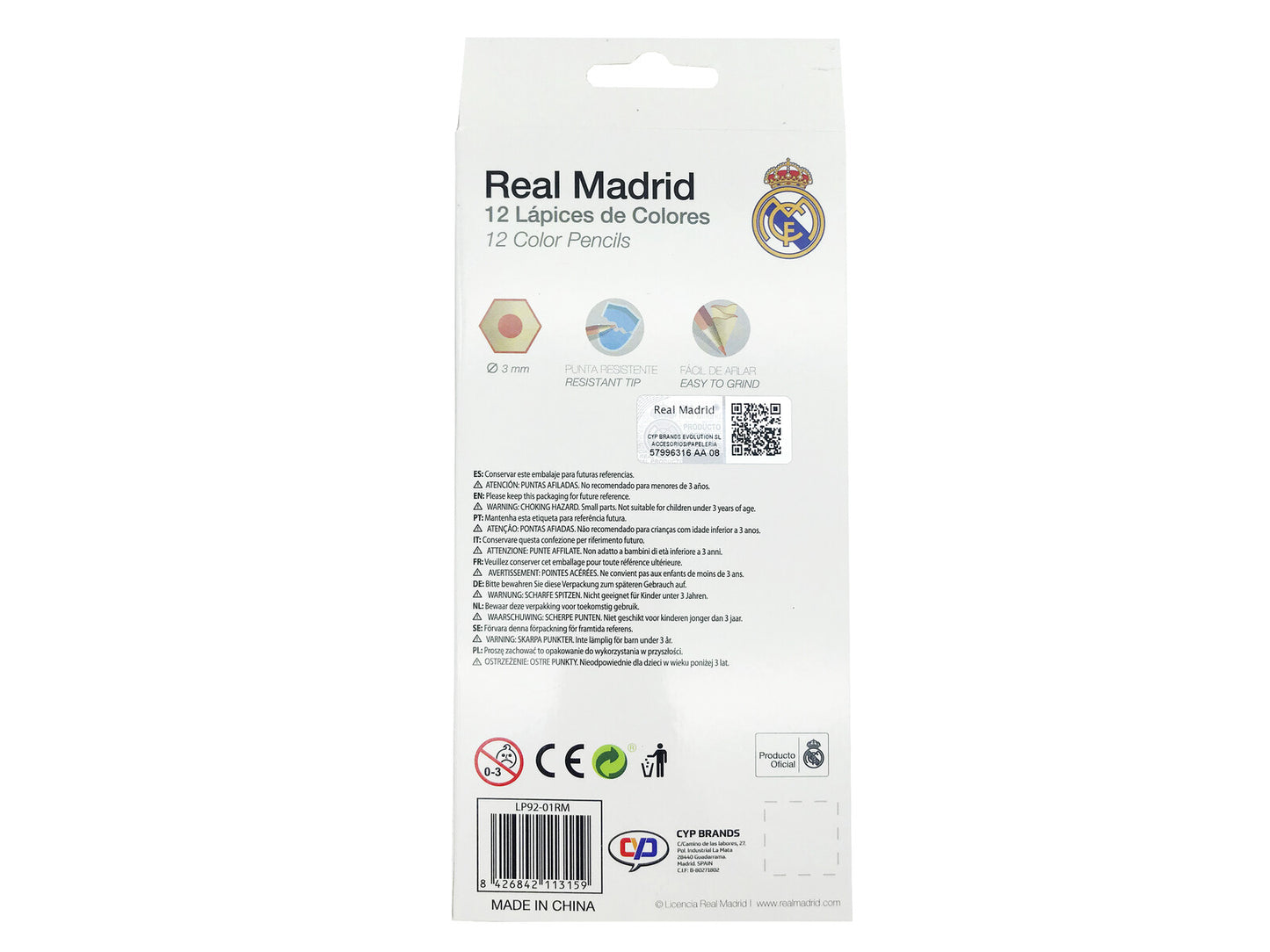 Real Madrid 12 Buntstifte Malstifte Farbstifte Zeichenstifte Schulbedarf
