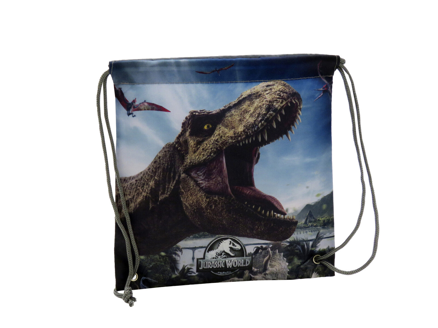 Jurassic World Snackbeutel 22 × 23 × 1 cm Brottasche mit Kordelzug für Schule Kindergarten und unterwegs