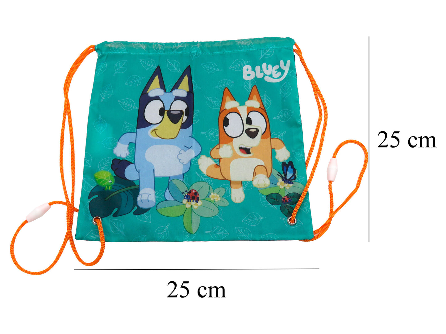 Bluey Snackbeutel 25 × 25 × 1 cm Brottasche mit Kordelzug für Schule Kindergarten und unterwegs