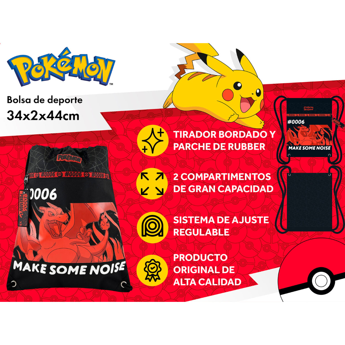 Pokémon Twilight Champions Charizard Turnbeutel Sportbeutel Kinder Rucksack 42 cm