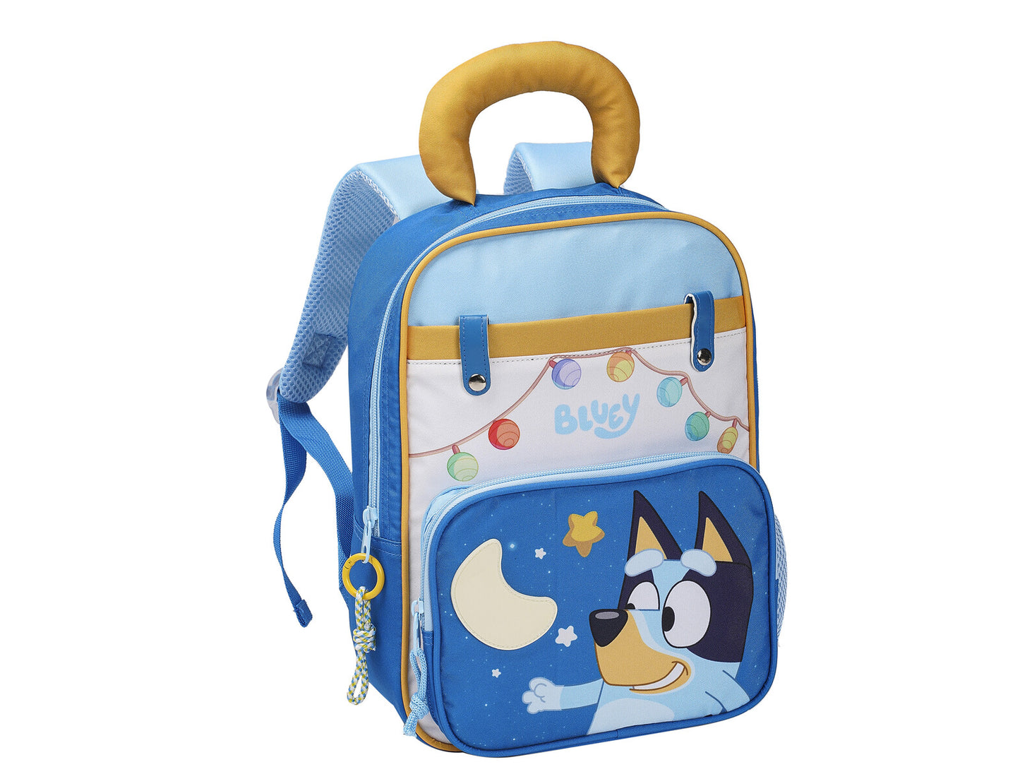 Bluey Kinder Rucksack Kindergarten blau mit Fronttasche und gepolsterten Trägern