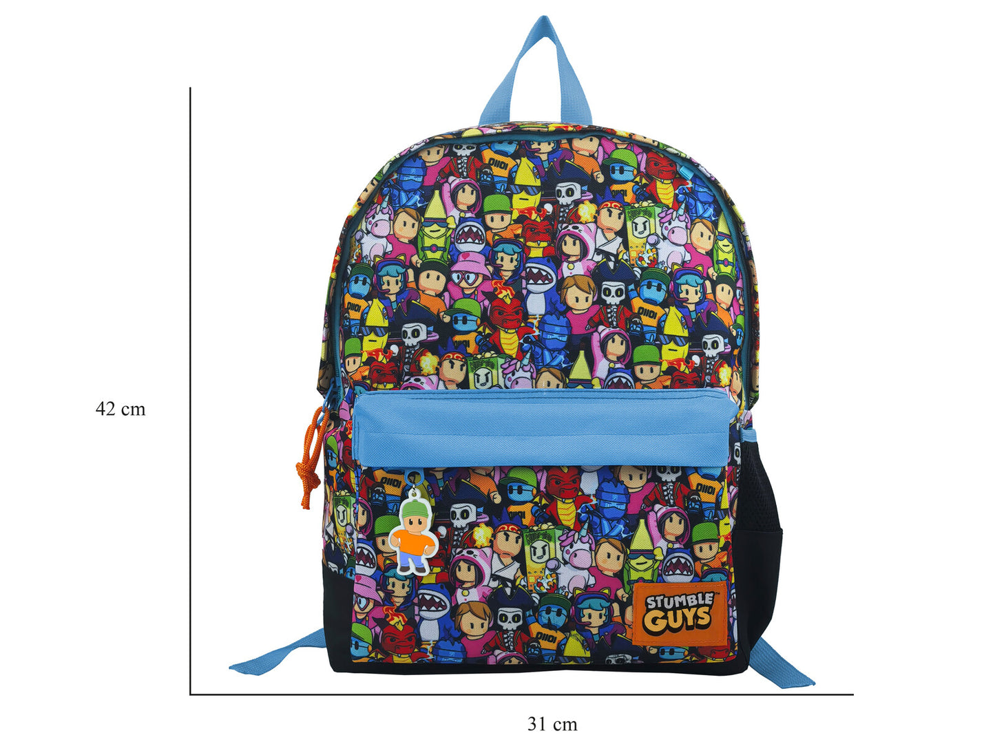 Stumble Guys Schulrucksack Kinder Rucksack 42 cm mit Fronttasche und Seitennetz