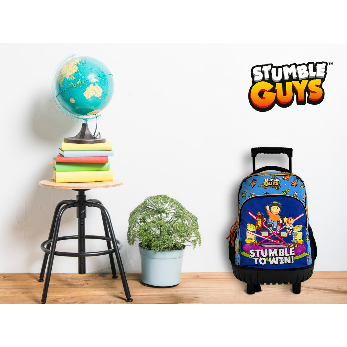Stumble Guys Mochila Trolley Rucksack mit Rollen Schule Ausflug Reise