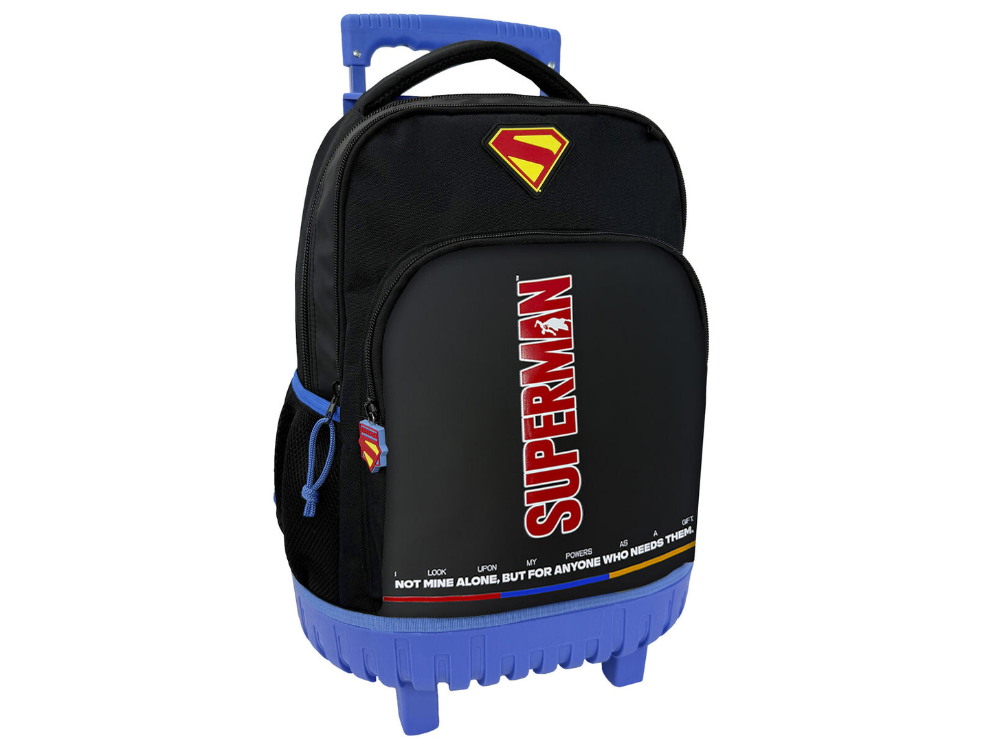 Superman Schulrucksack Trolley Kinder Rucksack mit 3 Fächern gepolstert Schwarz
