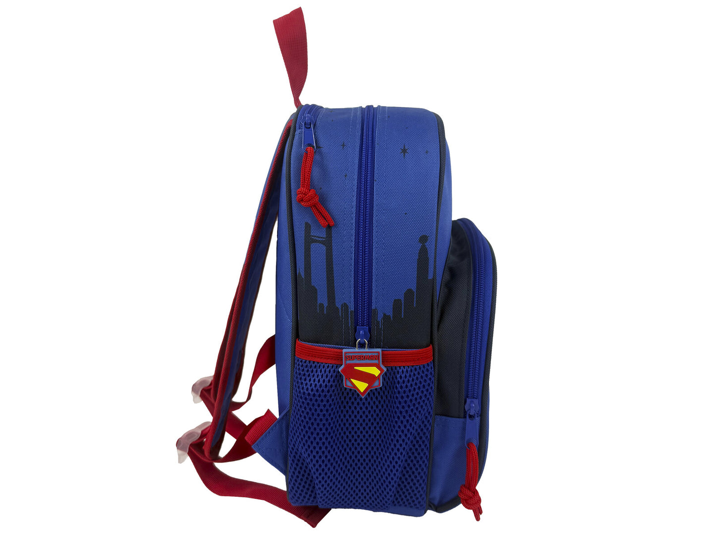 Superman Rucksack für Kinder mit Fronttasche Hauptfach und Seitennetz