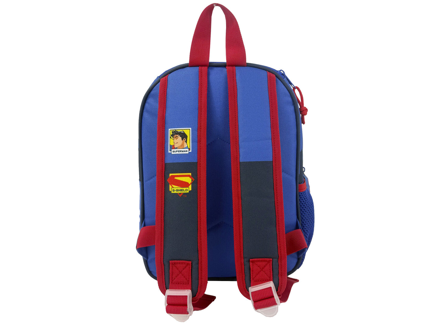Superman Rucksack für Kinder mit Fronttasche Hauptfach und Seitennetz