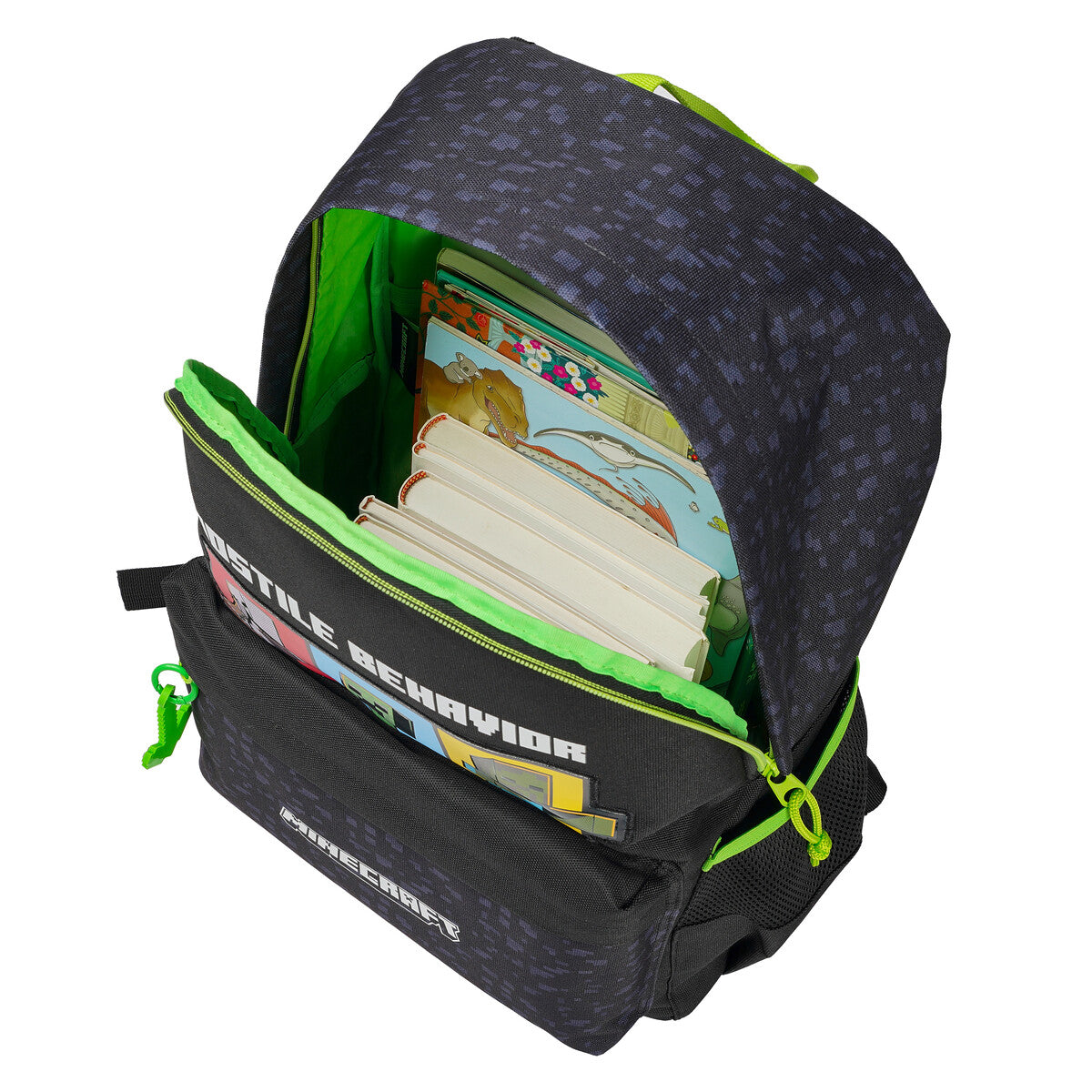 Minecraft Kinderrucksack Rucksack mit Fronttasche und Seitennetzen