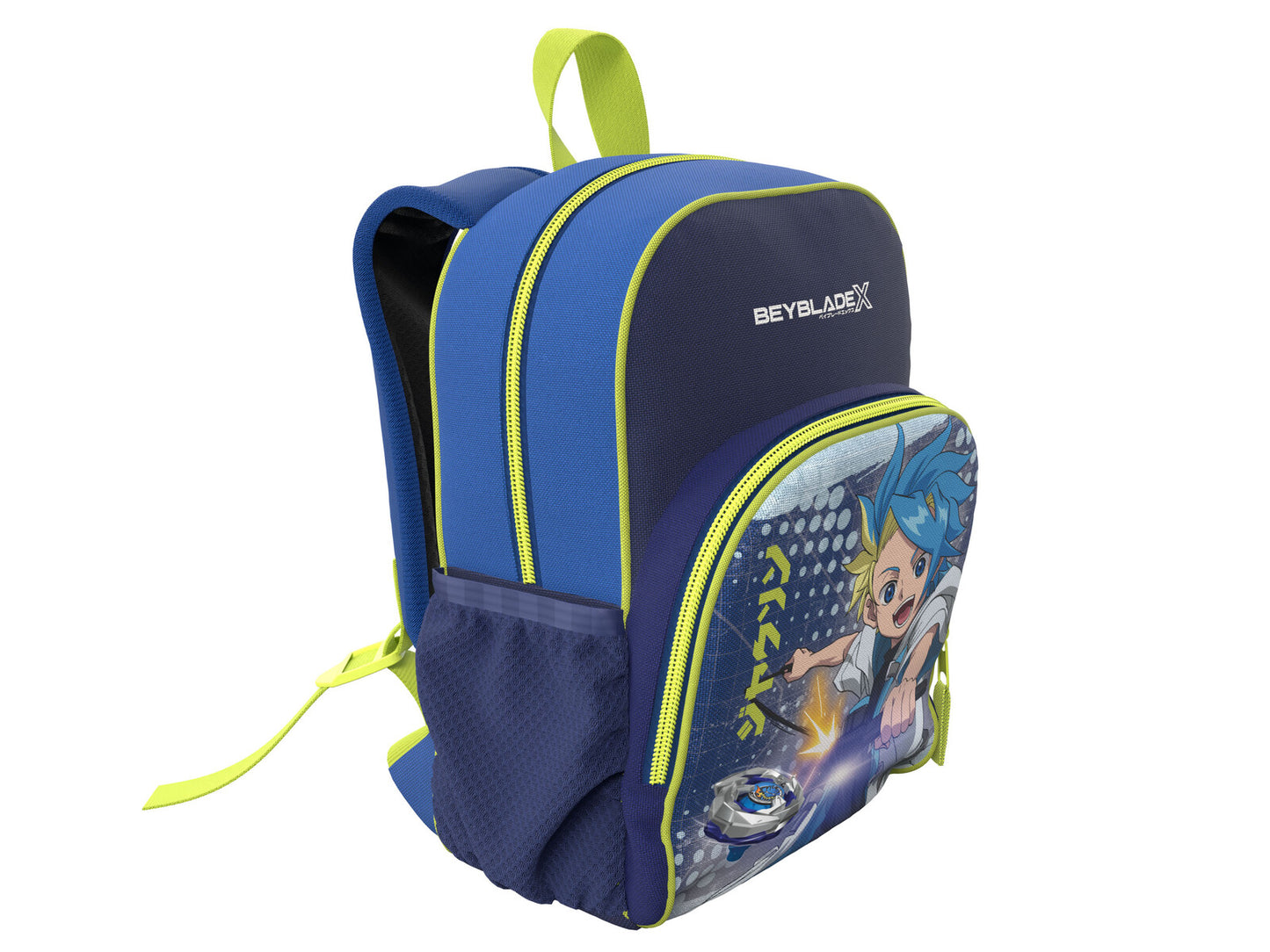 Beyblade Rucksack für Kinder mit Fronttasche Hauptfach und Seitennetz