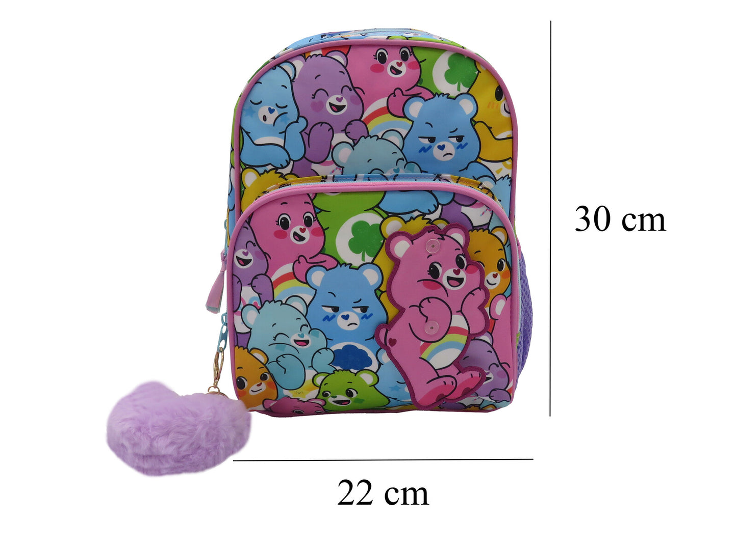 Die Glücksbärchis Kinder Rucksack Kindergartenrucksack mit Fronttasche Hauptfach und Seitennetz
