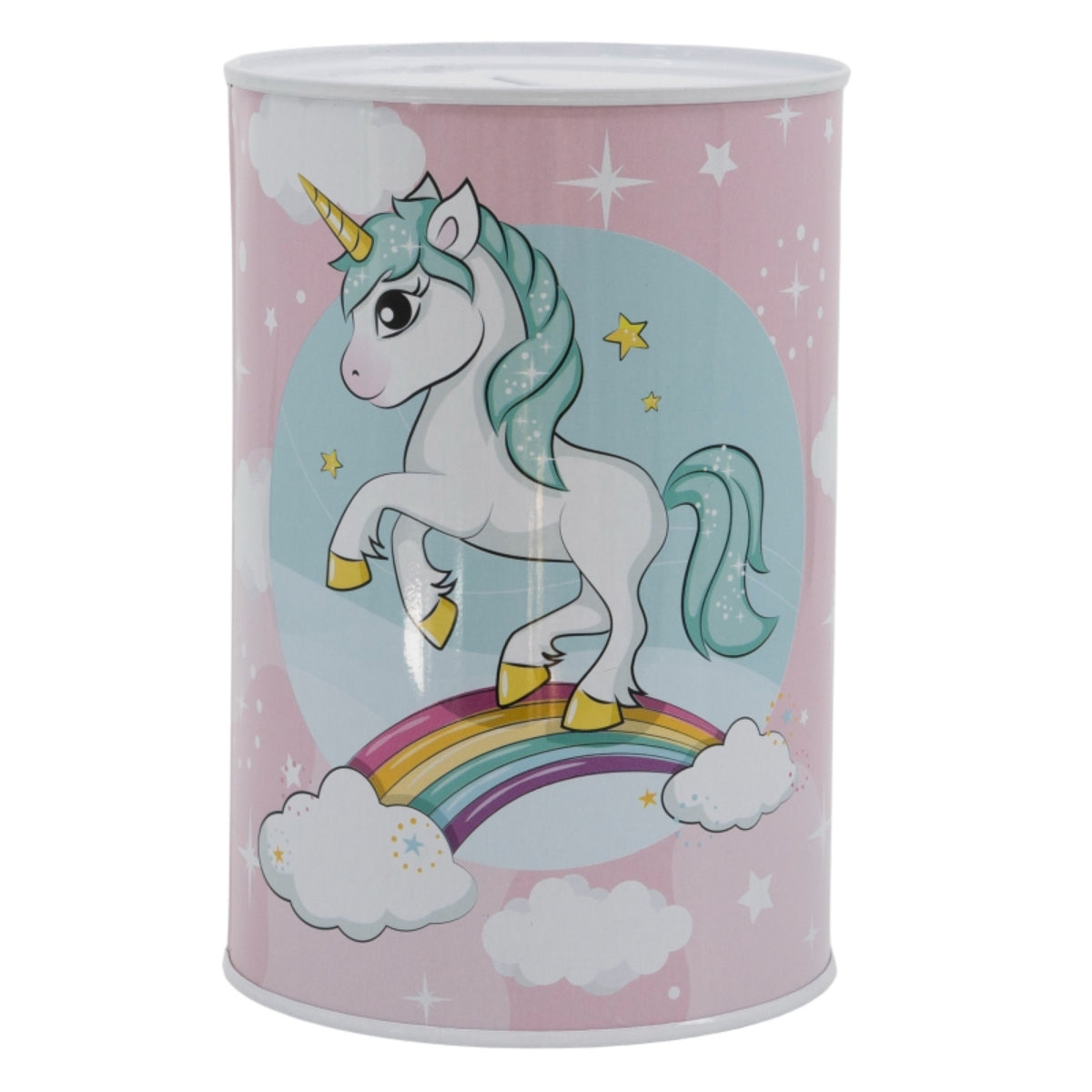 Unicorn Spardose bedruckt aus Metall 15 × 10 × 10 cm
