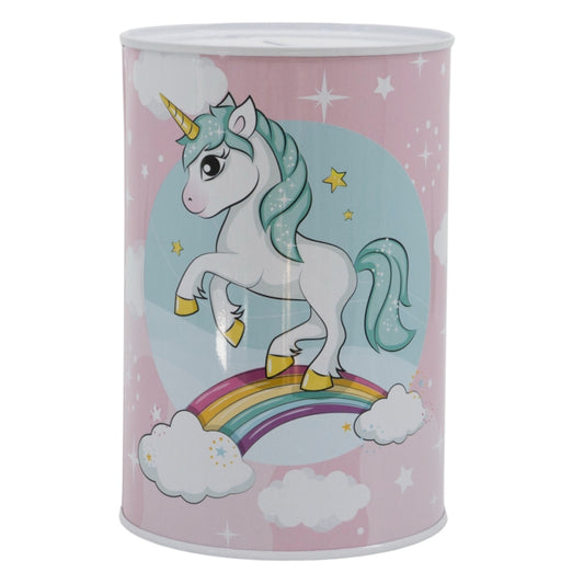 Unicorn Spardose bedruckt aus Metall 15 × 10 × 10 cm