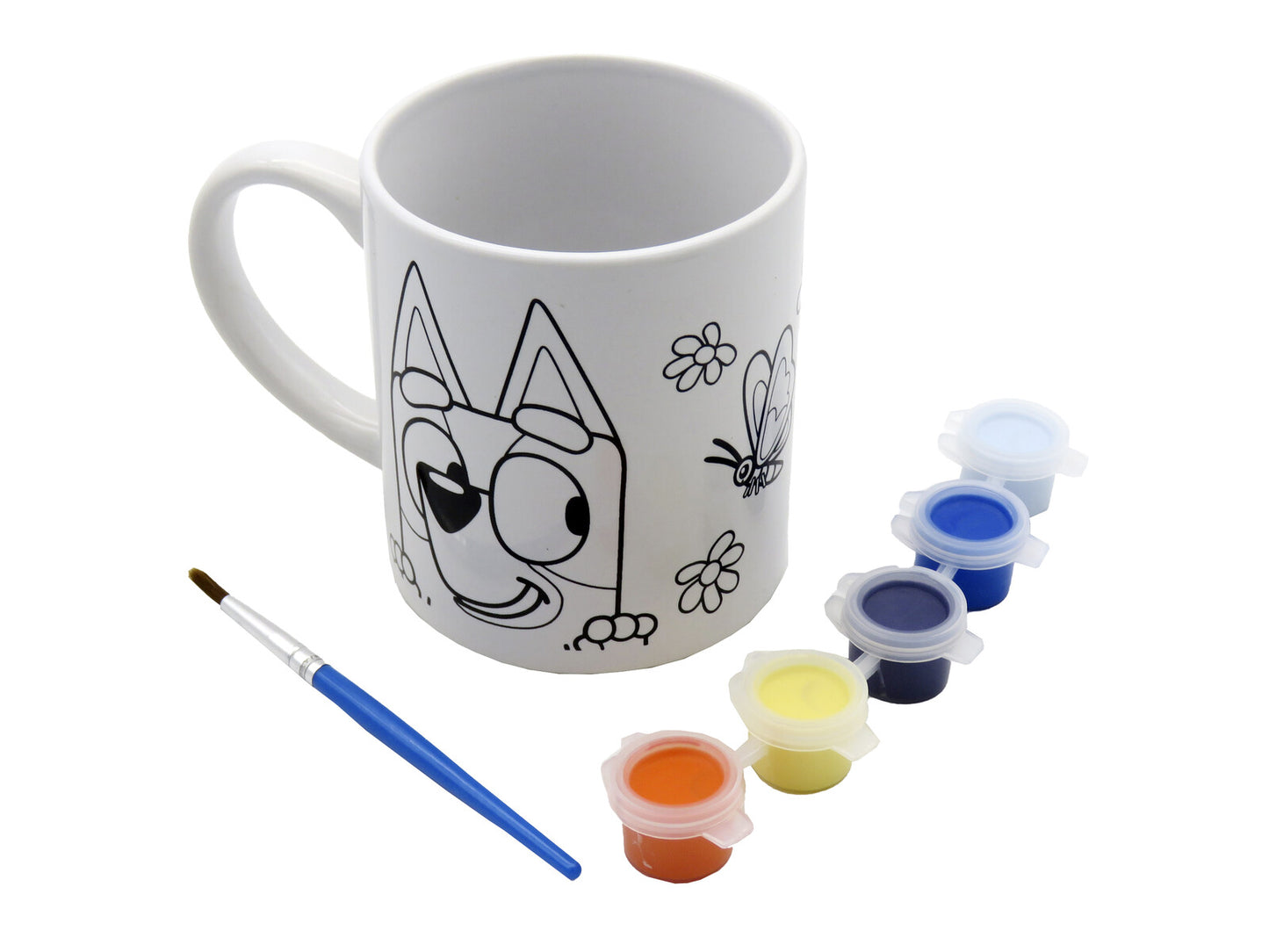 Bluey Tasse 240ml zum Bemalen Set mit 5 Farben und Pinsel für Kinder