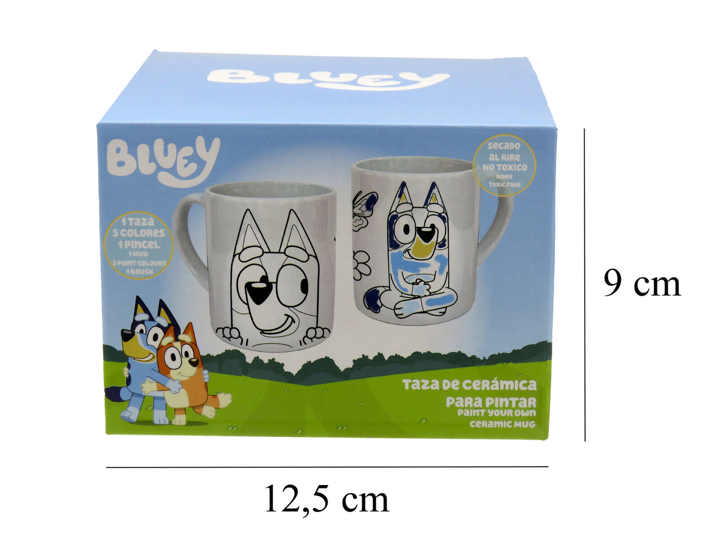 Bluey Tasse 240ml zum Bemalen Set mit 5 Farben und Pinsel für Kinder