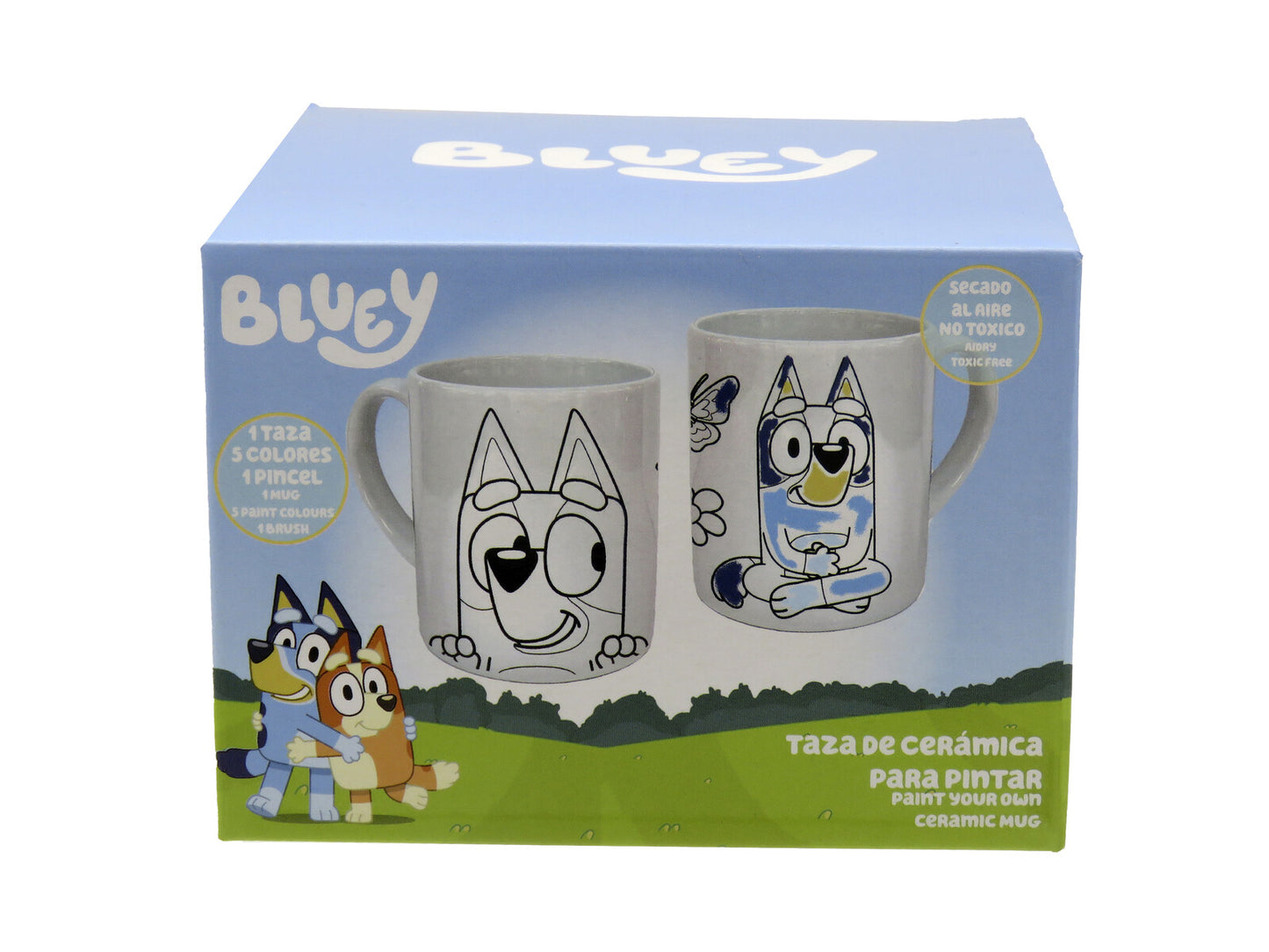 Bluey Tasse 240ml zum Bemalen Set mit 5 Farben und Pinsel für Kinder